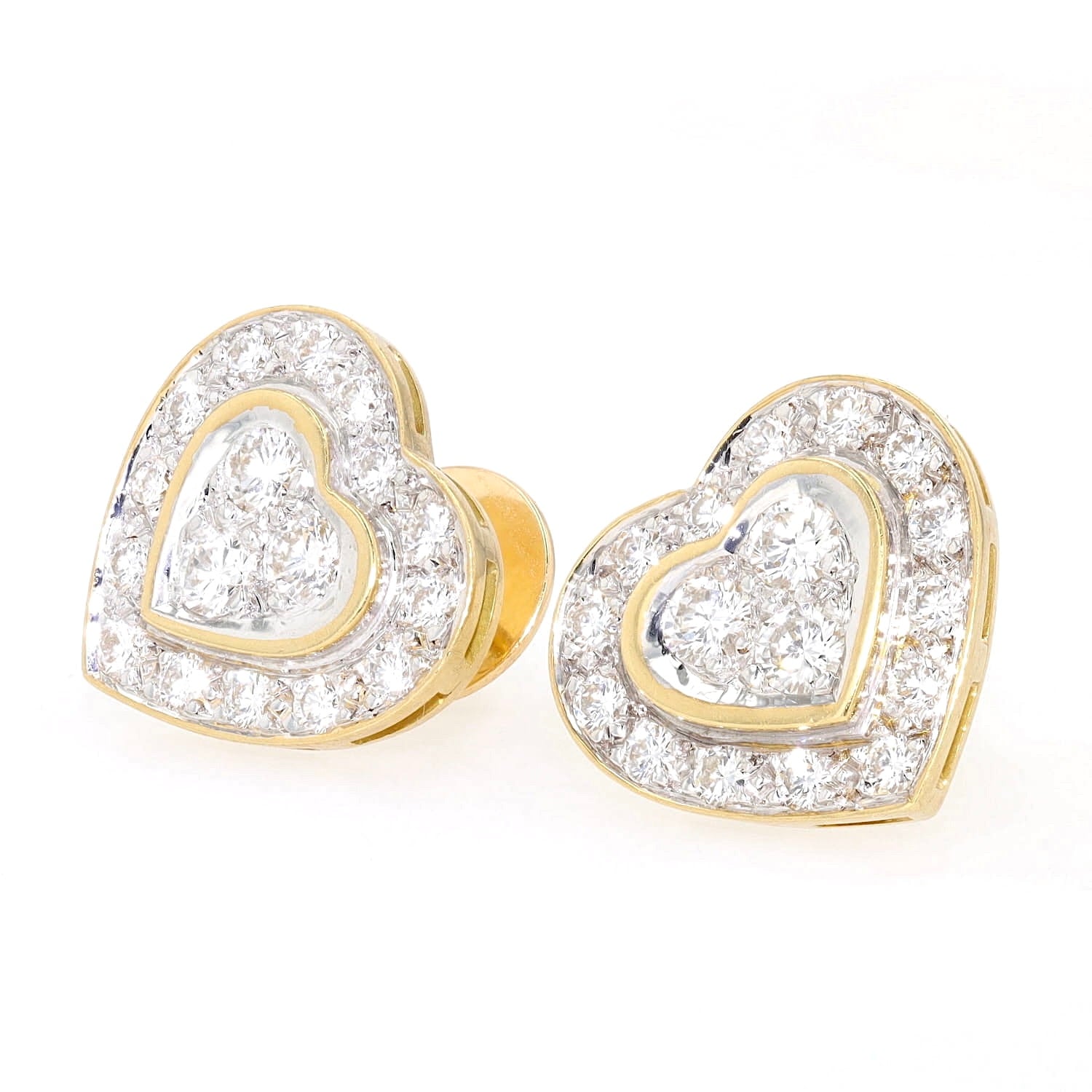 Paar Ohrstecker in 750er Gelbgold mit insgesamt ca. 1,3 ct Brillanten, liegend links gedreht