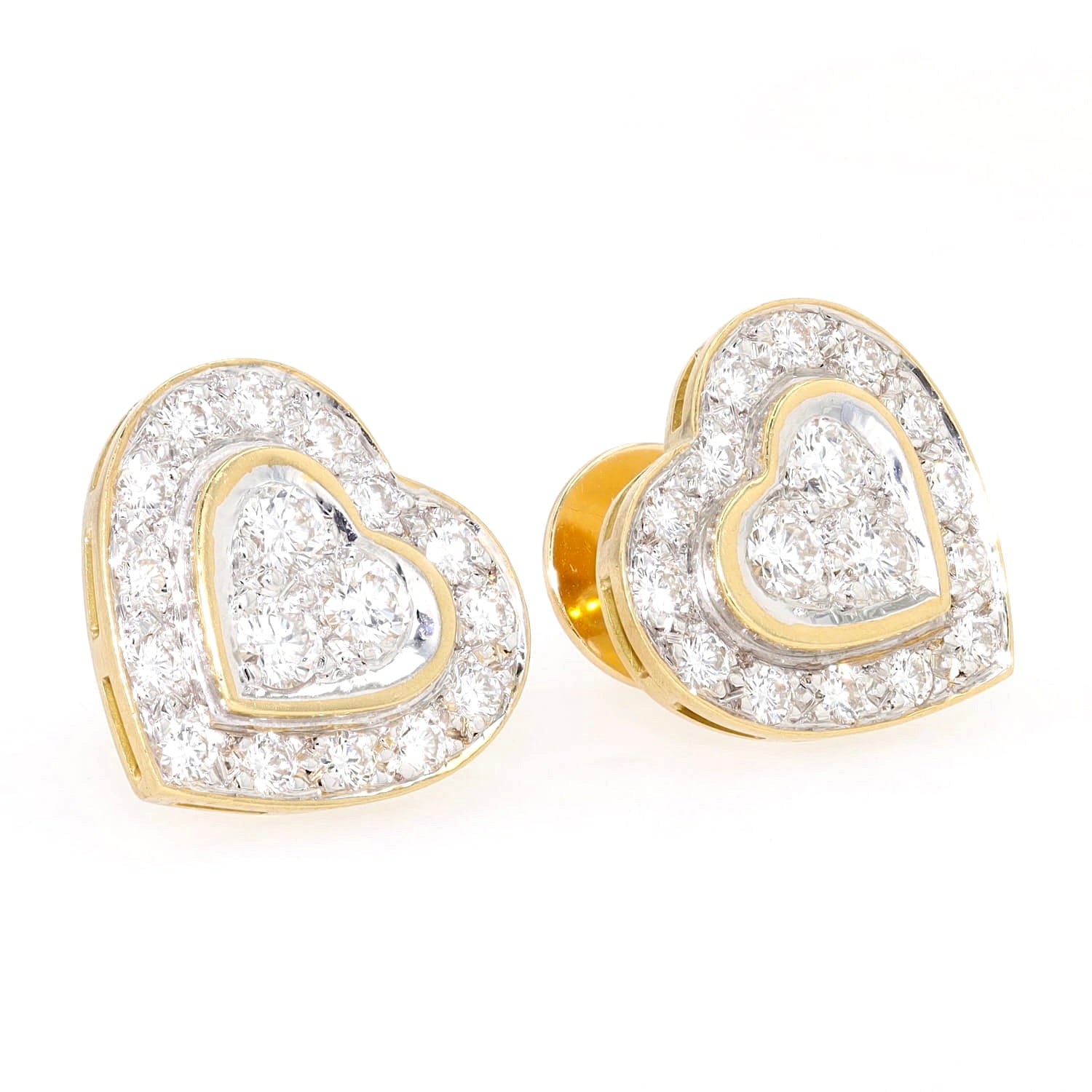 Paar Ohrstecker in 750er Gelbgold mit insgesamt ca. 1,3 ct Brillanten, liegend rechts gedreht
