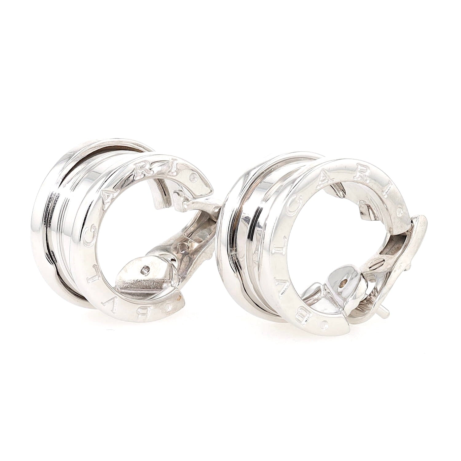 Bulgari B. Zero1 Kreolen in 750er Weißgold, stehend rechts gedreht 3