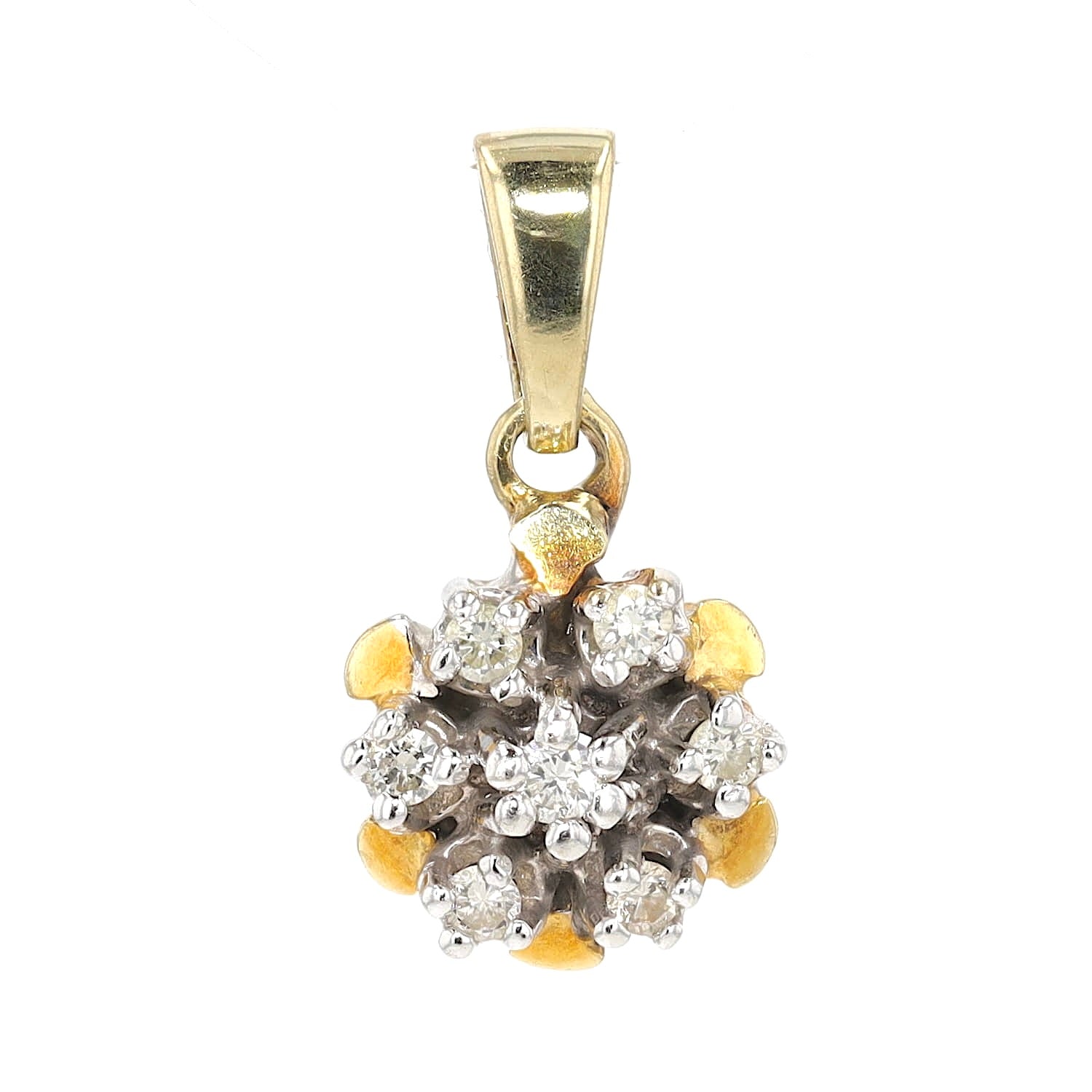 Vintage Anhänger in 585er Bicolor Gold mit Brillanten, hängend frontal