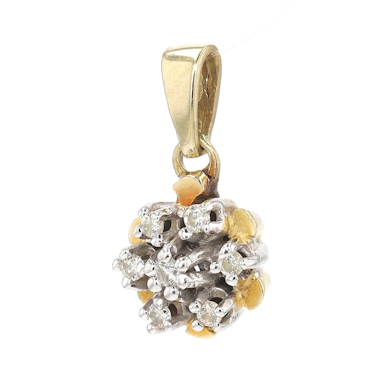 Vintage Anhänger in 585er Bicolor Gold mit Brillanten, hängend links gedreht