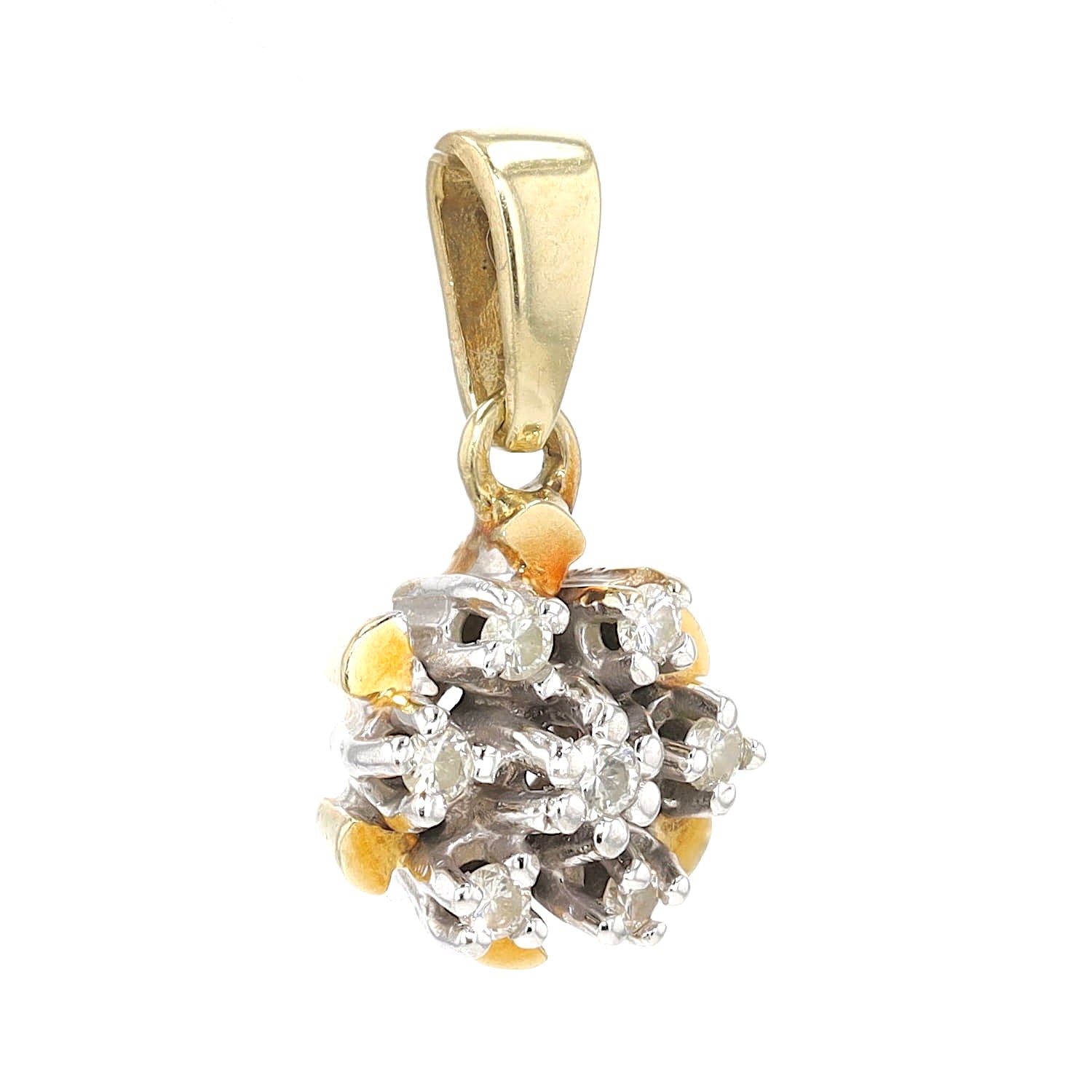 Vintage Anhänger in 585er Bicolor Gold mit Brillanten, hängend rechts gedreht