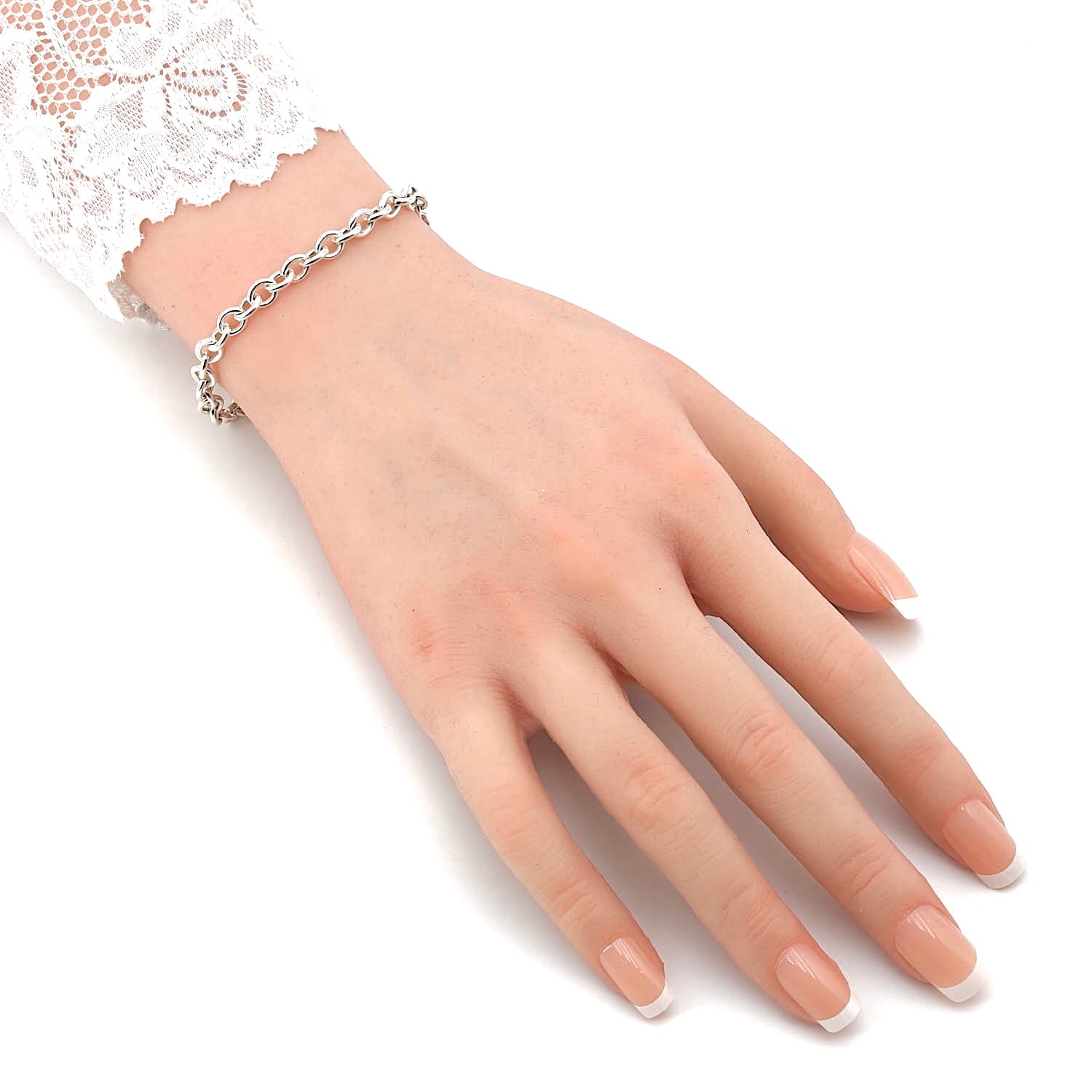 Ankerkette und Armband aus 925 Silber, Armband am Arm