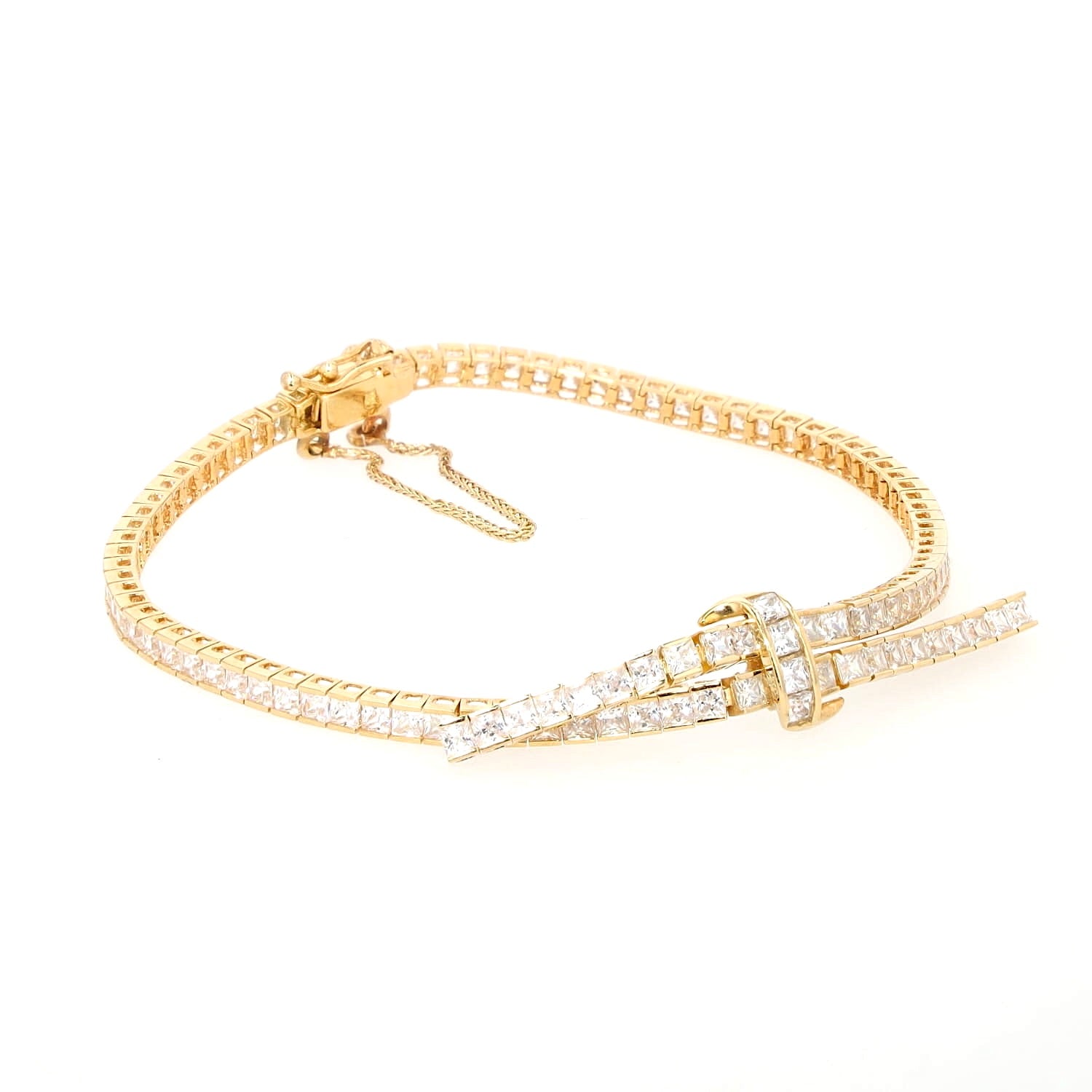 Armband in 750er Gelbgold mit Cubic Zirkonias, liegend rechts gedreht
