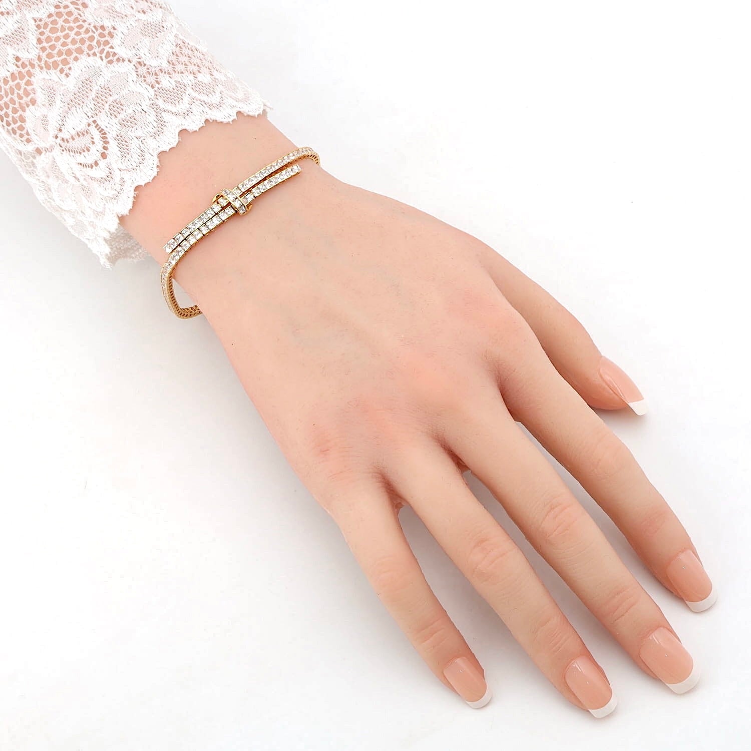 Armband in 750er Gelbgold mit Cubic Zirkonias, am Arm