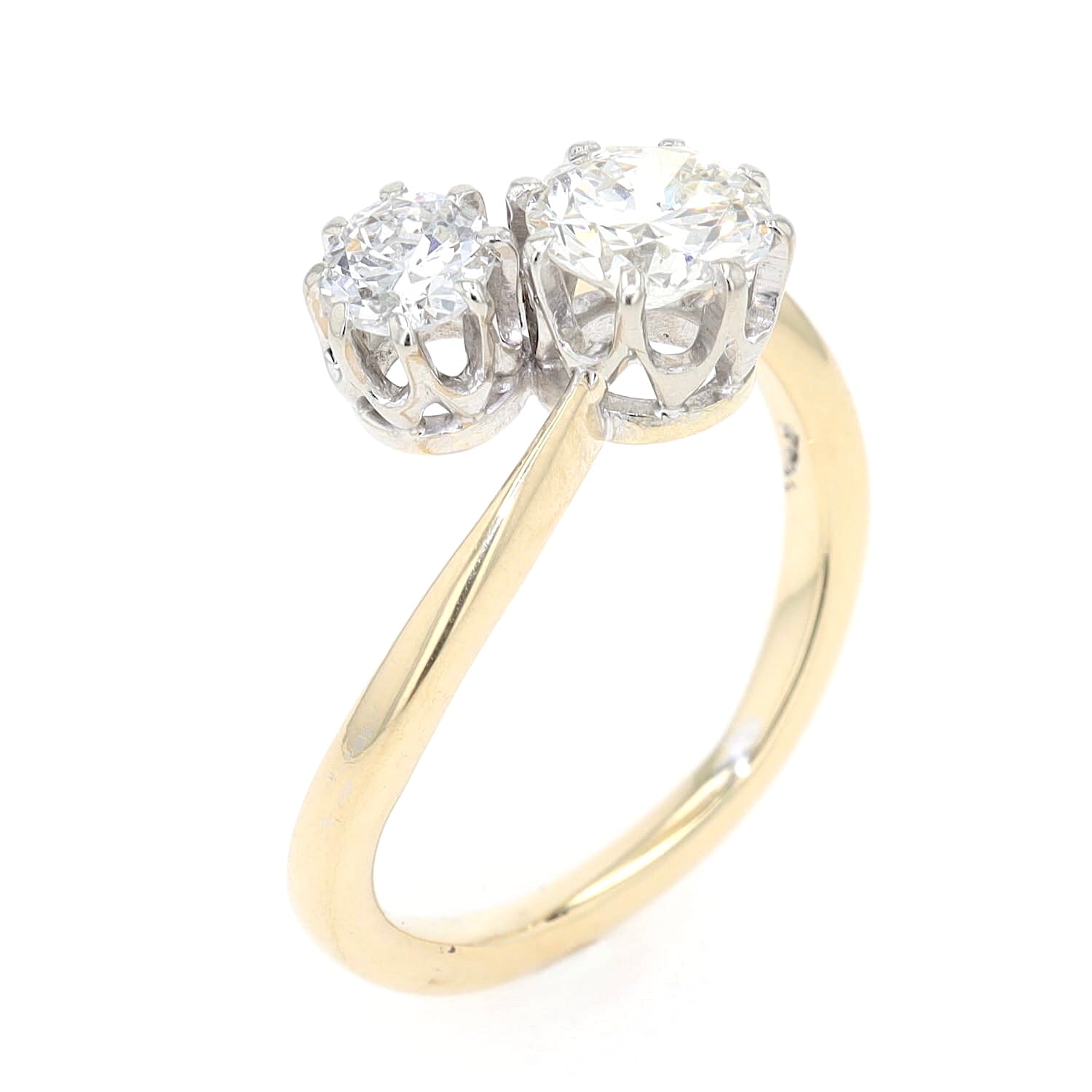 Ring in 585er Bicolor Gold mit 2 Diamanten , gesamt ca. 1,3 ct, stehend