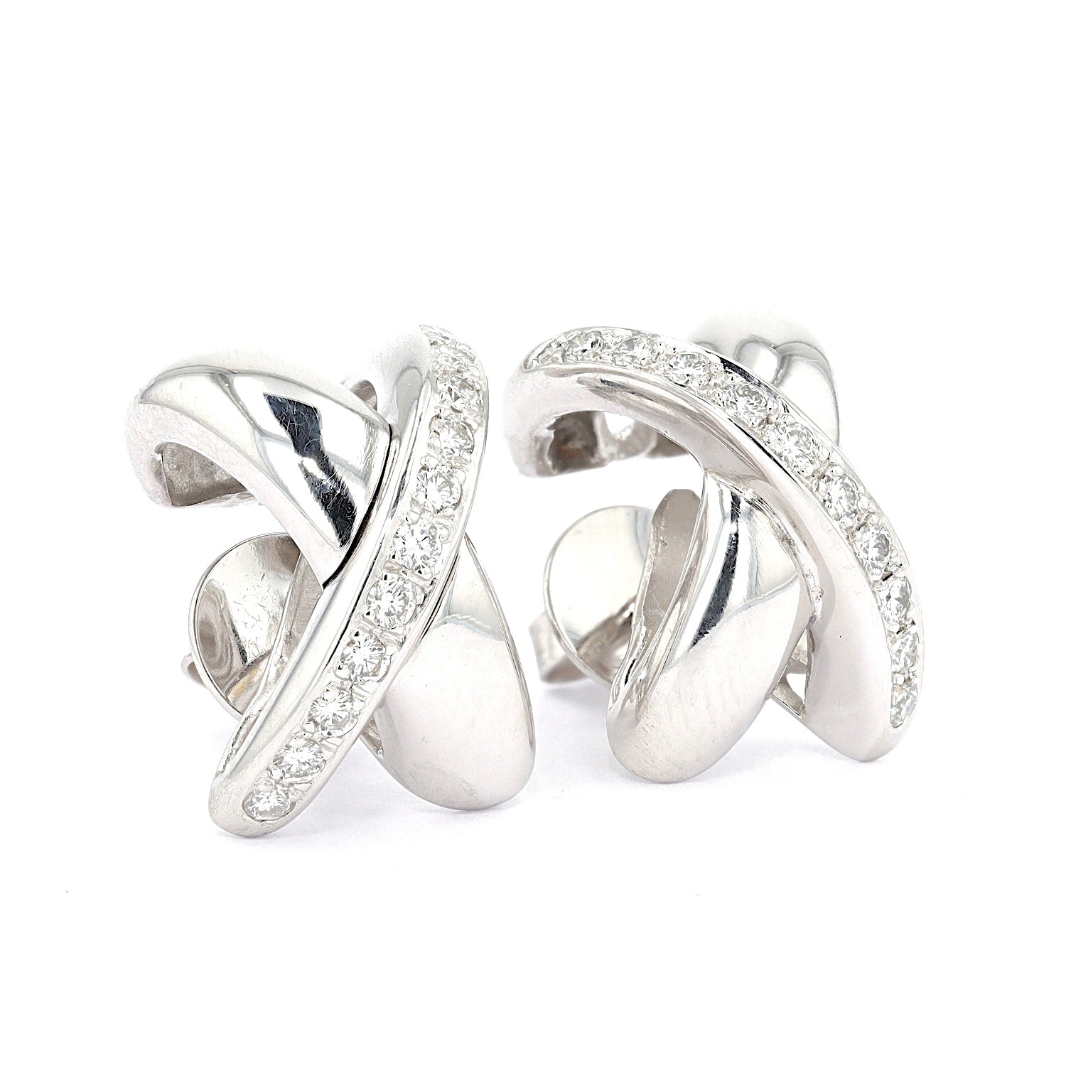 1 Paar Ohrstecker in 750er Weißgold mit Brillanten, stehend rechts gedreht