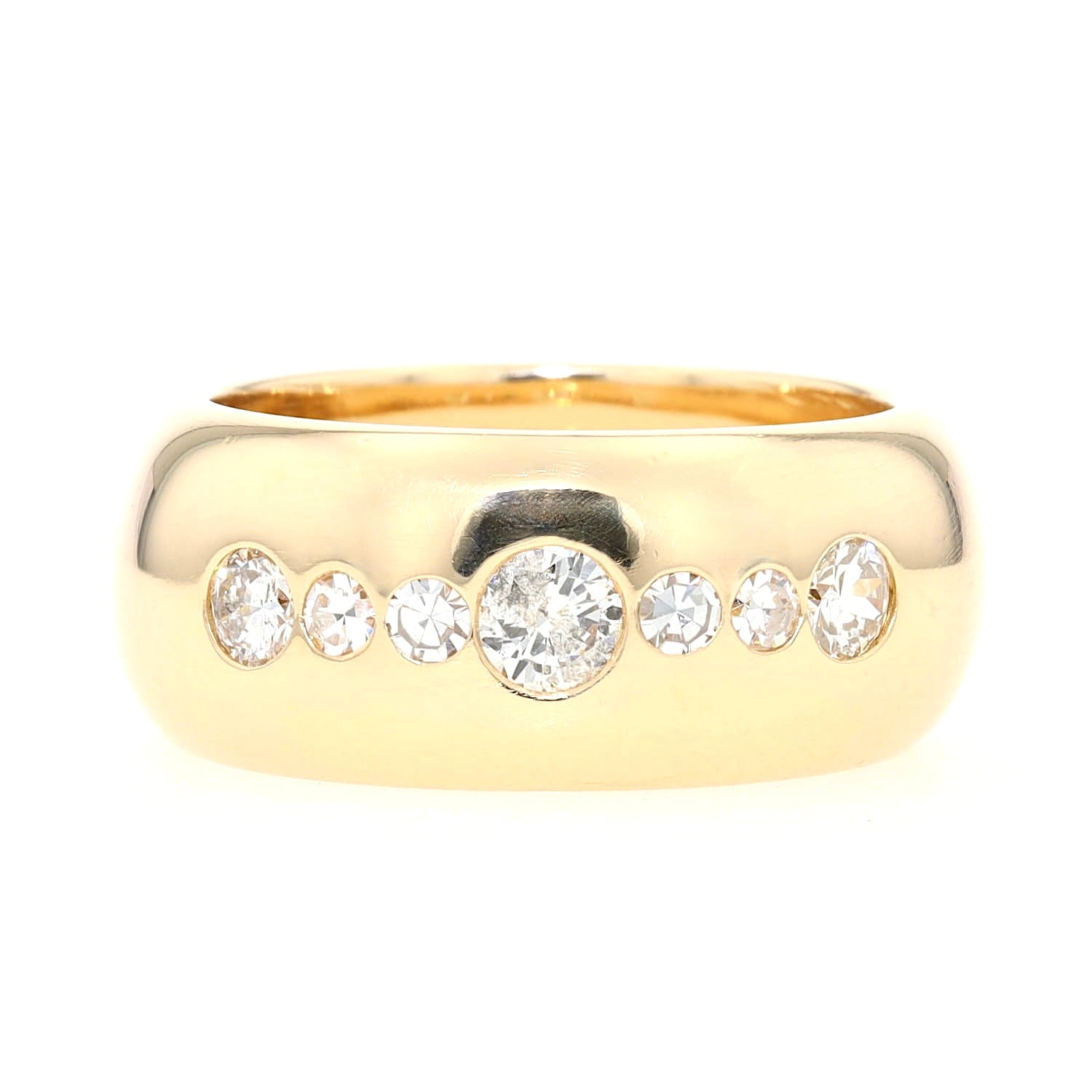 Bandring in 750er Gelbgold mit Brillanten und Diamanten, insgesamt ca. 0,60 ct, liegend frontal