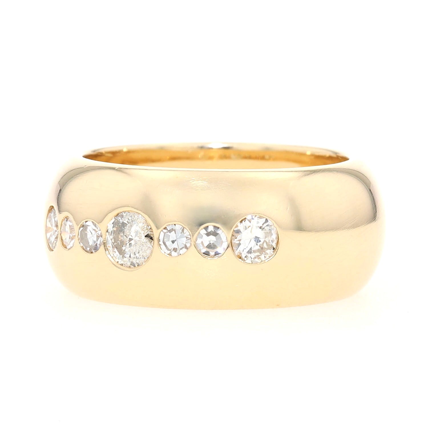 Bandring in 750er Gelbgold mit Brillanten und Diamanten, insgesamt ca. 0,60 ct, liegend links gedreht