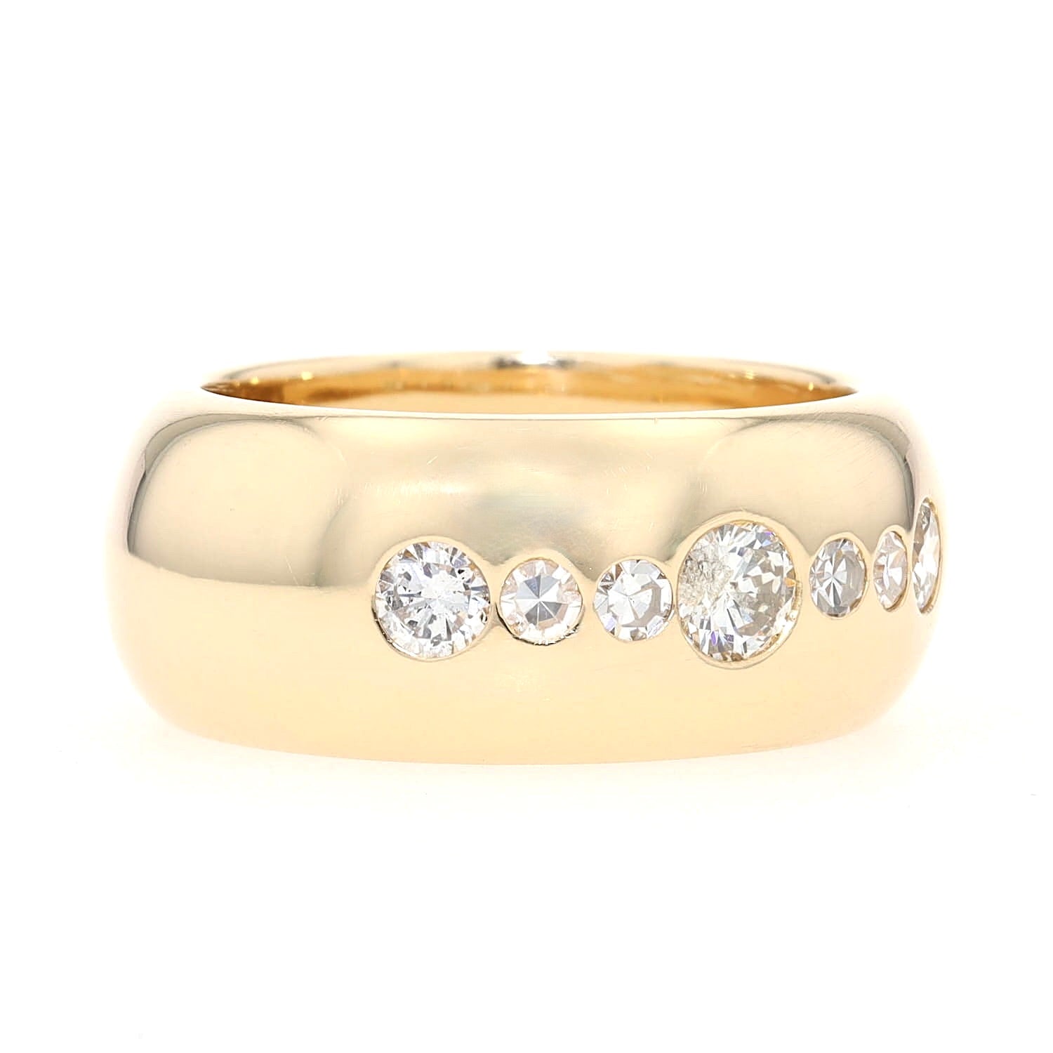 Bandring in 750er Gelbgold mit Brillanten und Diamanten, insgesamt ca. 0,60 ct, liegend rechts gedreht