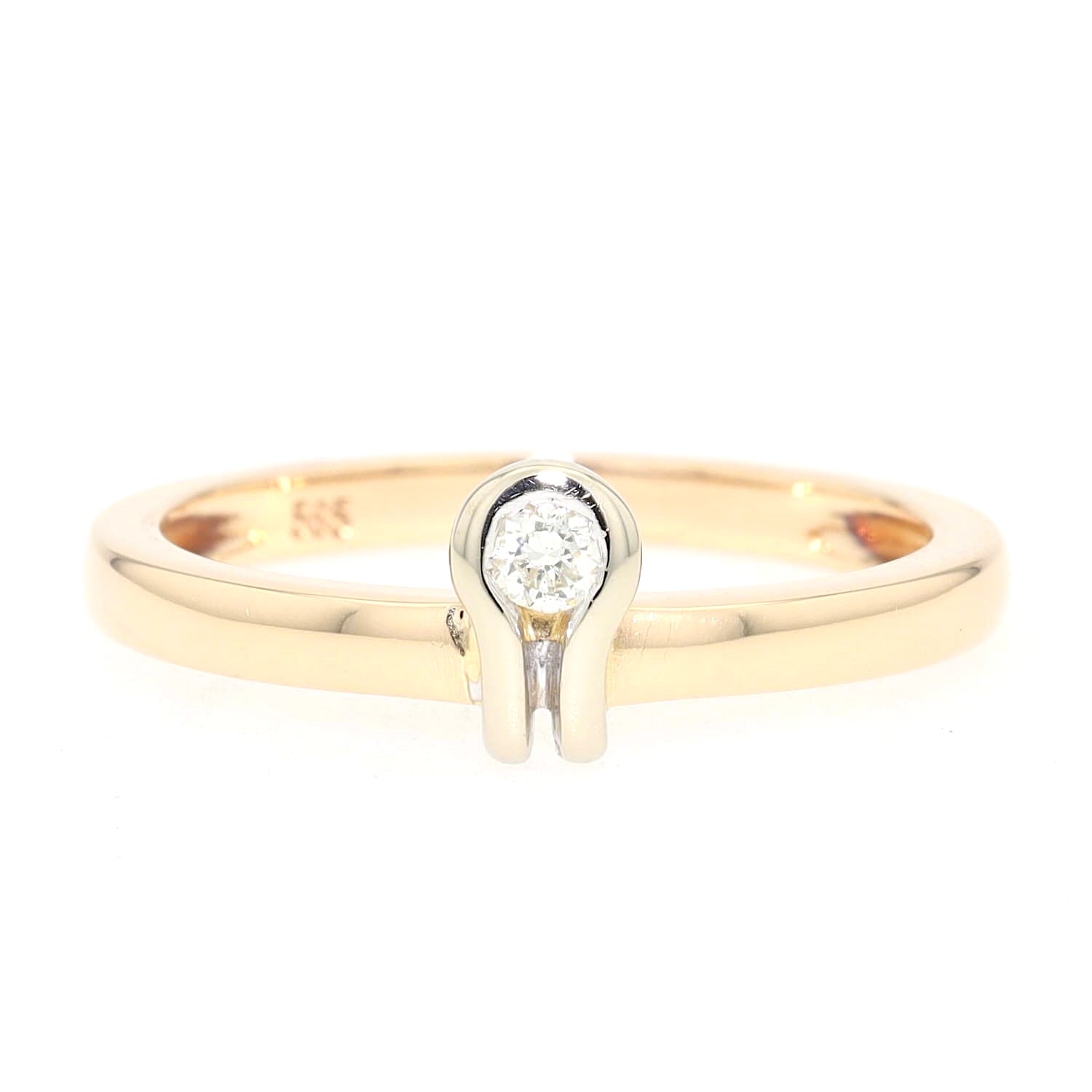 Ring 585er Gelbgold mit einem Brillanten, liegend frontal
