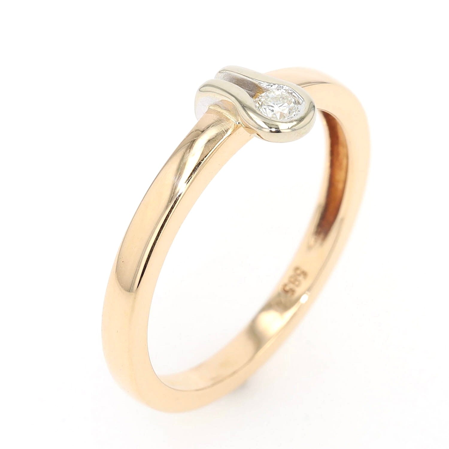 Ring 585er Gelbgold mit einem Brillanten, stehend
