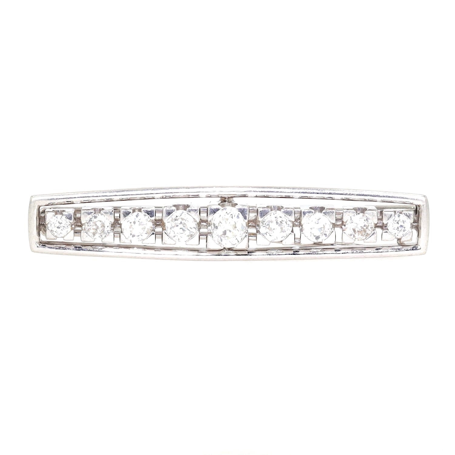 Vintage Stabbrosche in 585er Weißgold mit insgesamt ca. 2 ct Diamanten, frontal