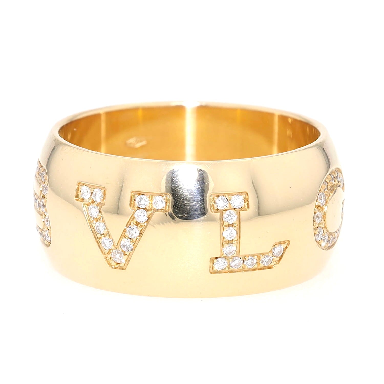 Ring von Bvlgari Diamond Monologo in 750er Gelbgold mit Brillanten, liegend links gedreht