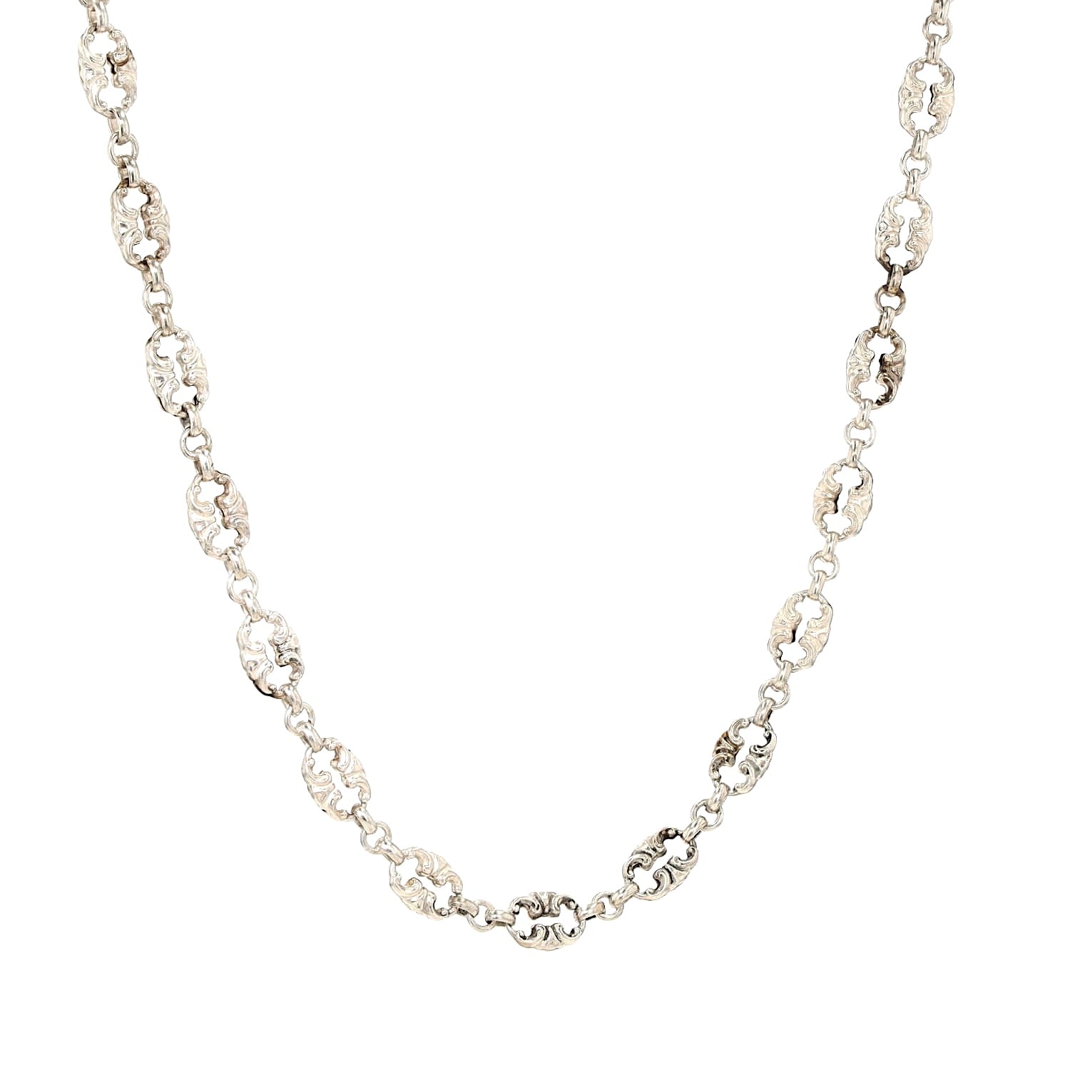 Jugendstil Halskette in 900er Silber, hängend frontal