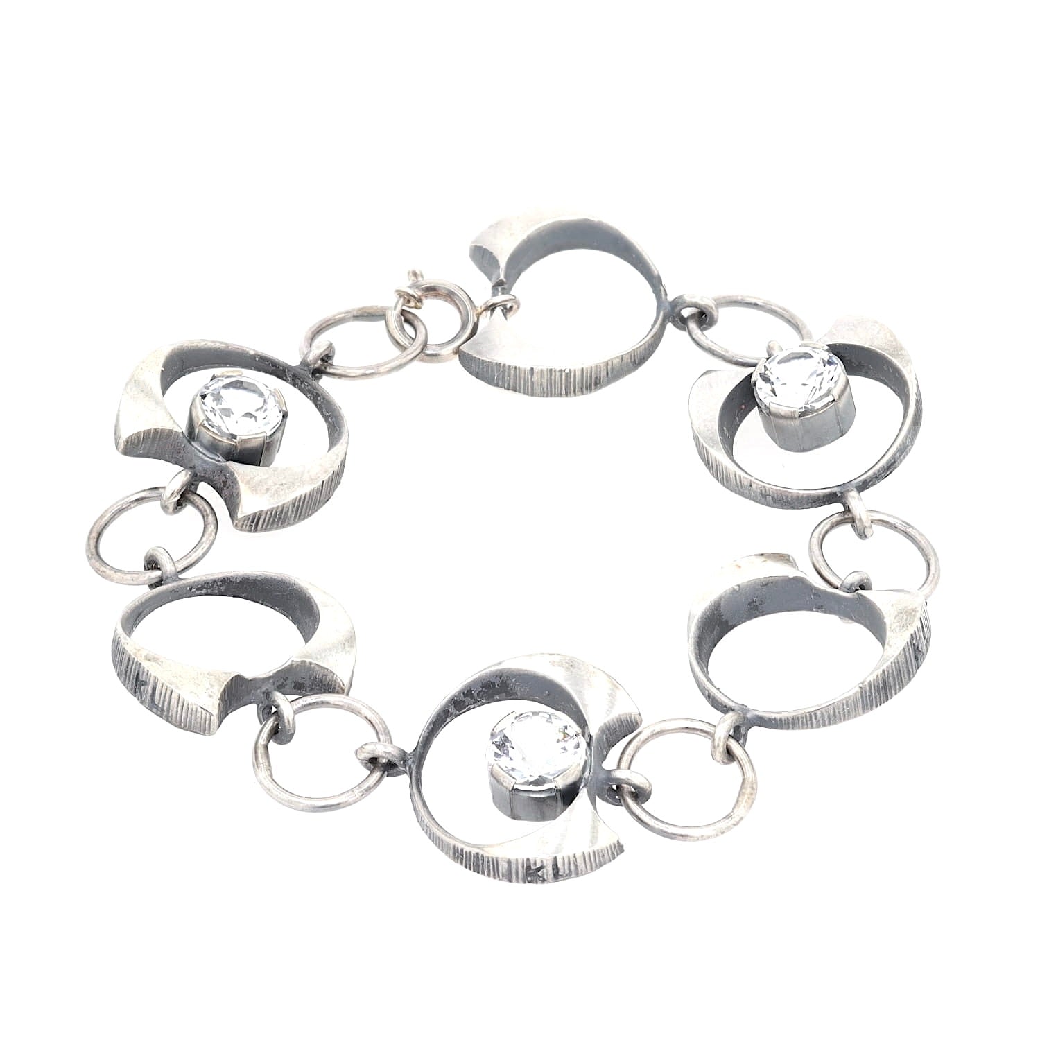 Karl Laine Armband in 925 Silber mit Bergkristallen, liegend geschlossen Draufsicht