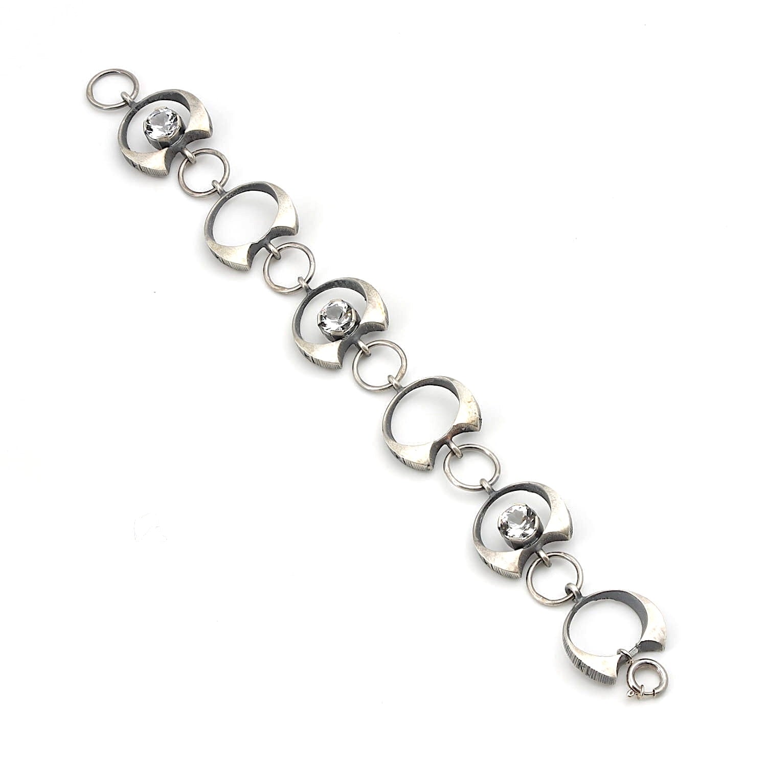 Karl Laine Armband in 925 Silber mit Bergkristallen, längs liegend Draufsicht