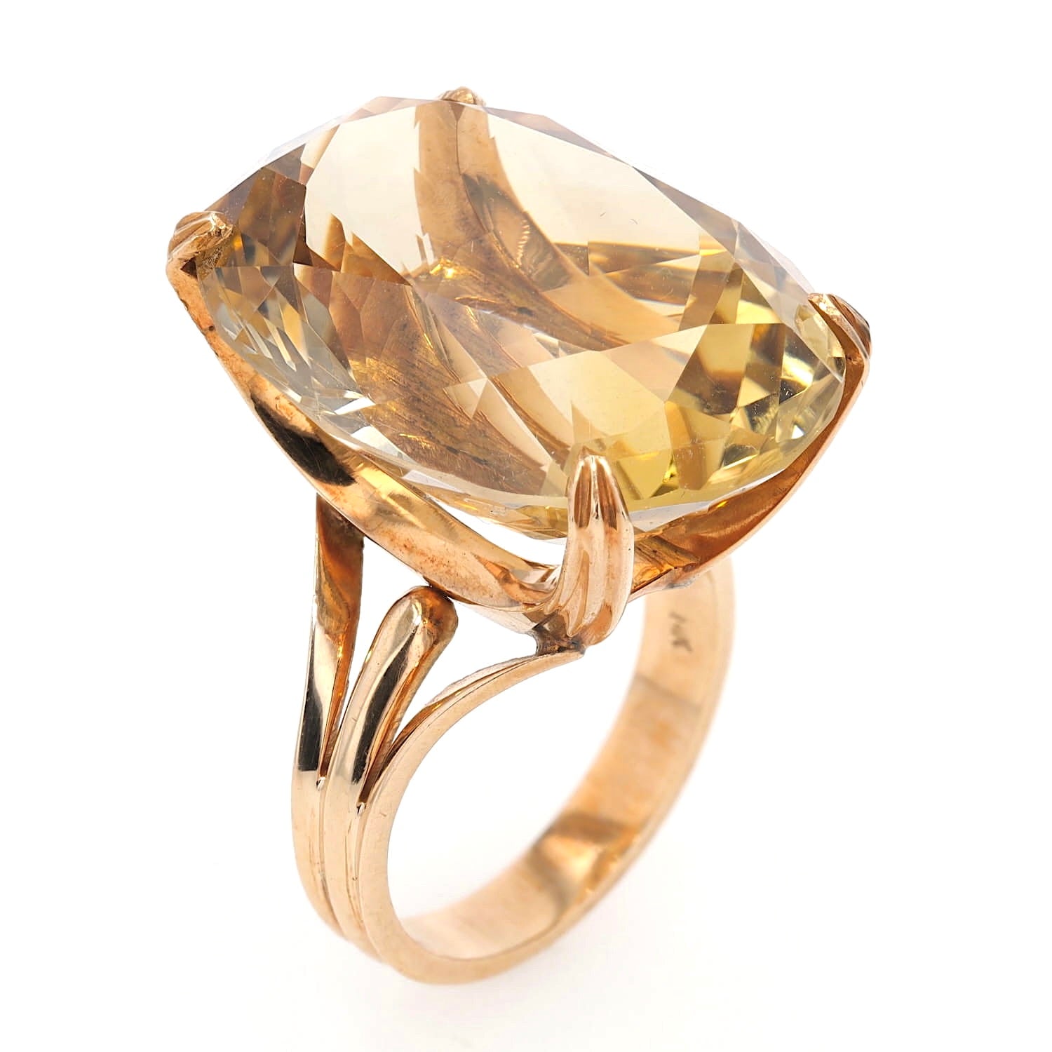 Ring in 585er Roségold mit einem ca. 40 ct großen Citrin , stehend