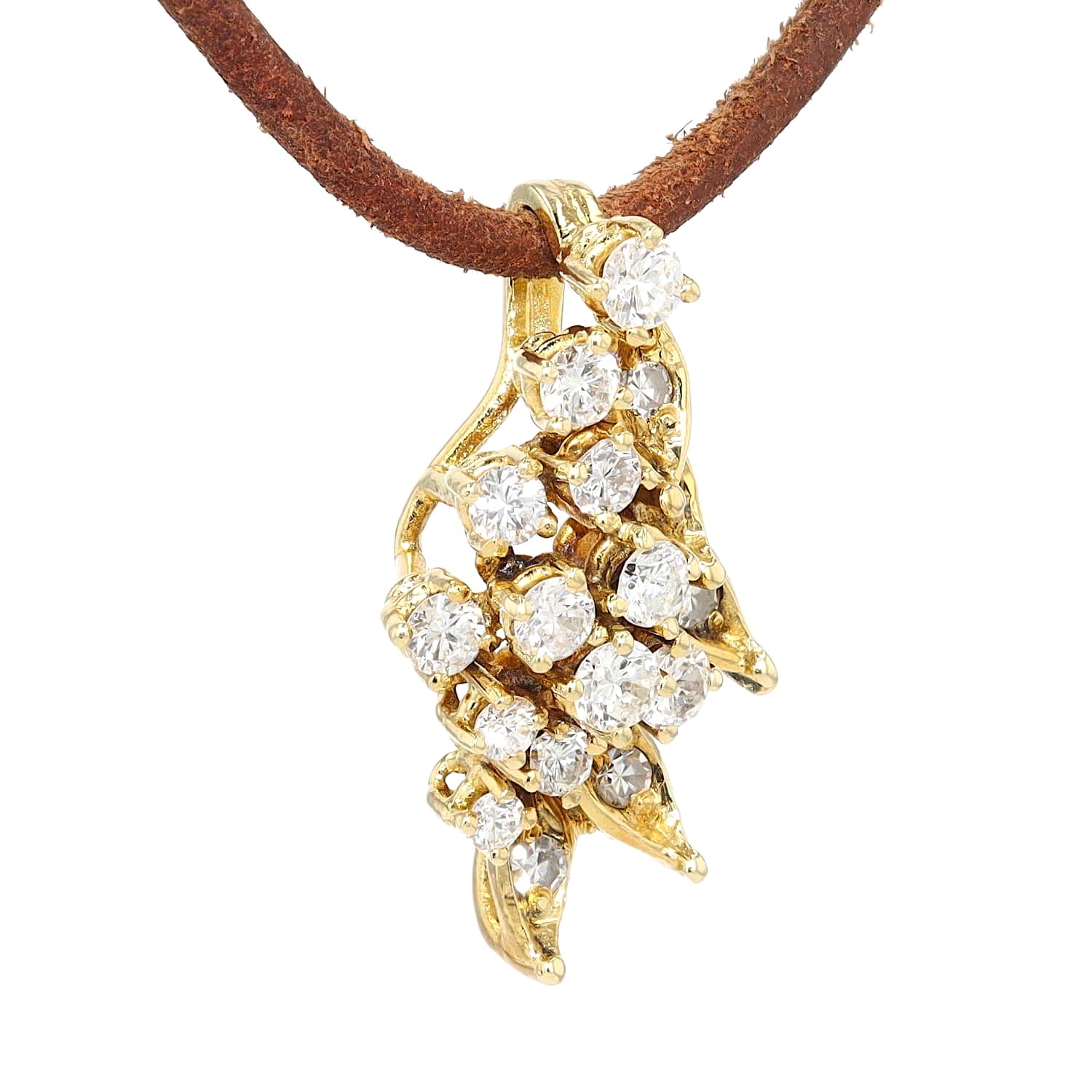 Anhänger in 585er Gelbgold mit Brillanten und Diamanten, hängend rechts gedreht