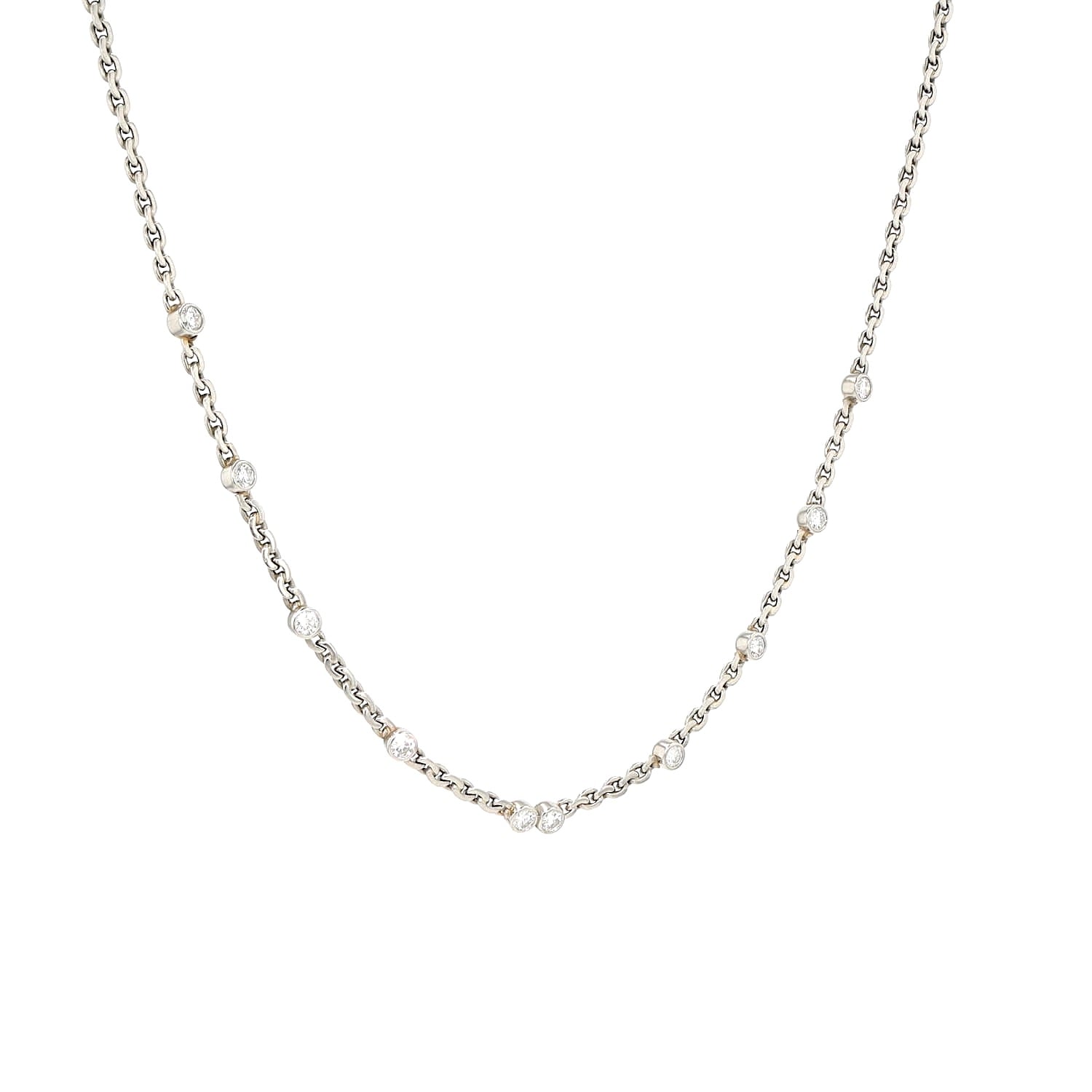 Kette in 950er Platin mit ca. 1 ct Brillanten und einer Zuchtperle, hängend links gedreht