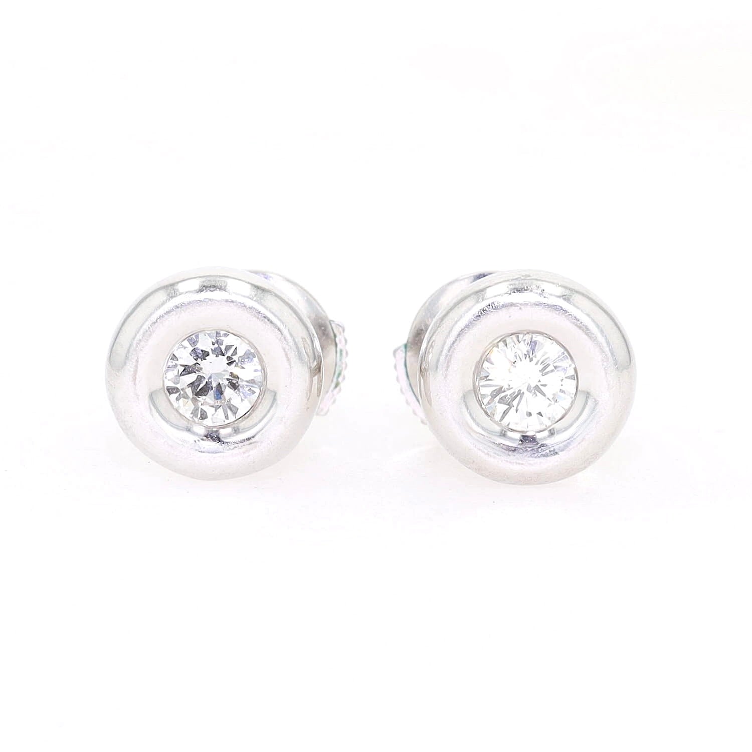 Reverstecker/Pin in 750er Weißgold mit je einem Brillanten , liegend frontal