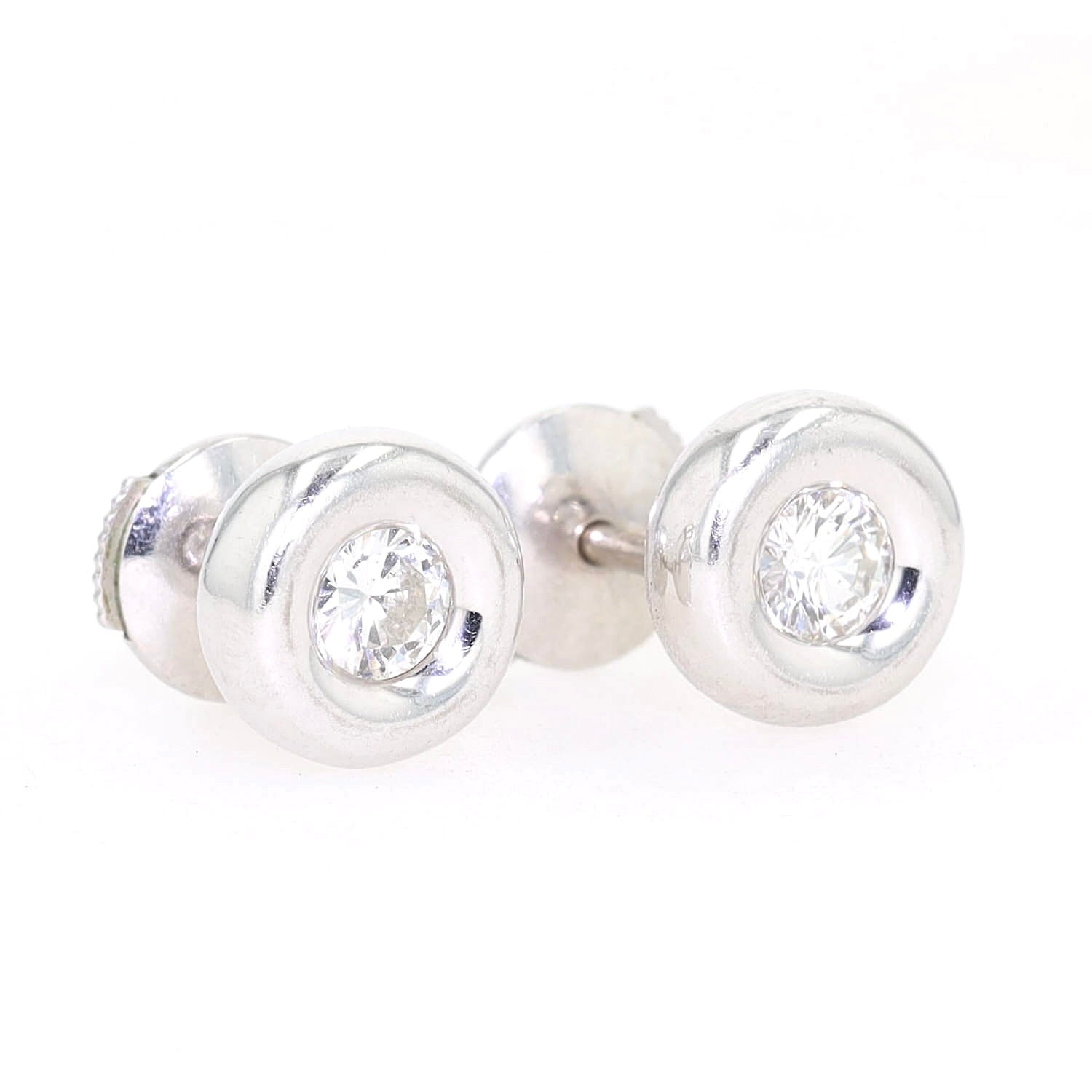 Reverstecker/Pin in 750er Weißgold mit je einem Brillanten, liegend rechts gedreht