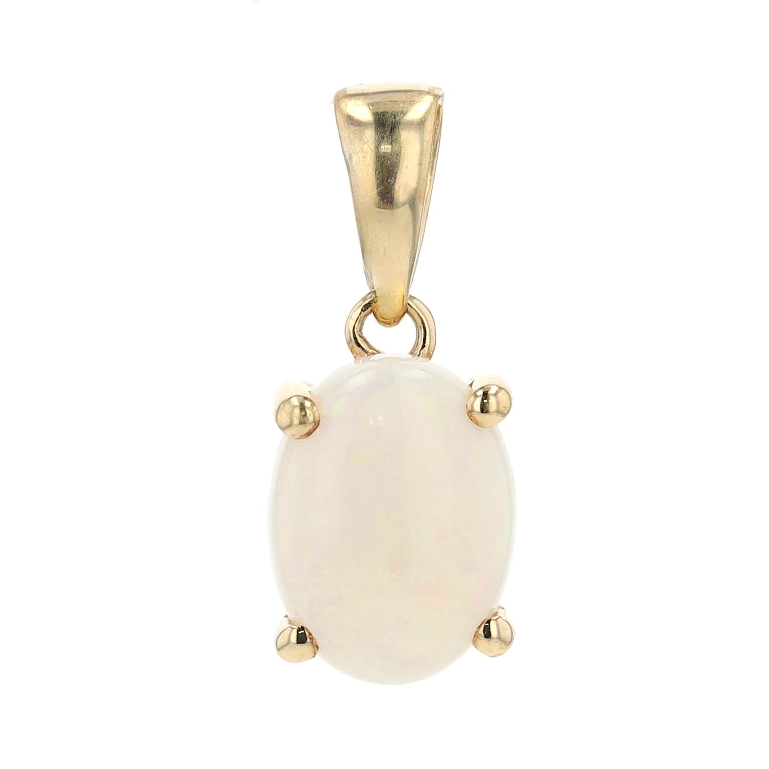 Anhänger in 333er Gelbgold mit einem Opal-Cabochon, hängend frontal