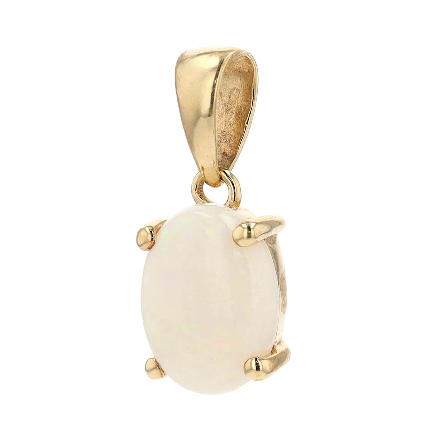Anhänger in 333er Gelbgold mit einem Opal-Cabochon, hängend links gedreht