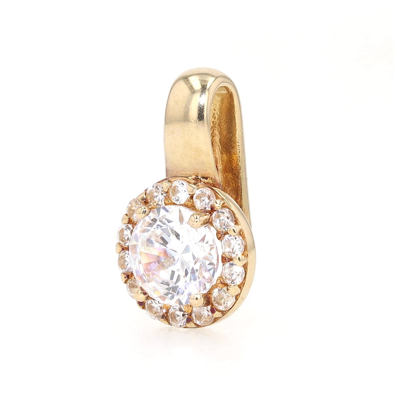 Anhänger in 585er Gelbgold mit weißen Cubic Zirkonias, stehend inks gedreht