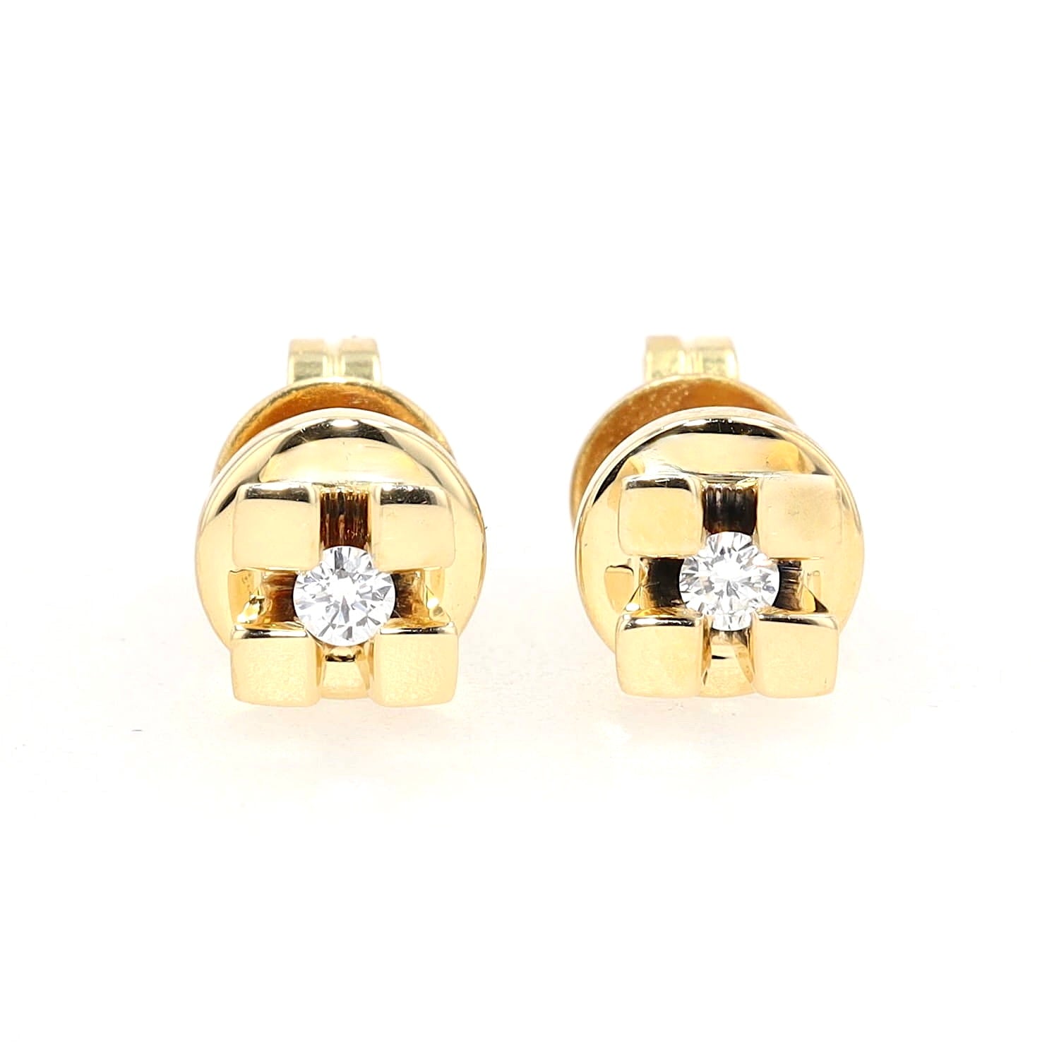 Jette Joop Ohrstecker in 750er Gelbgold mit je einem Brillanten, liegend frontal