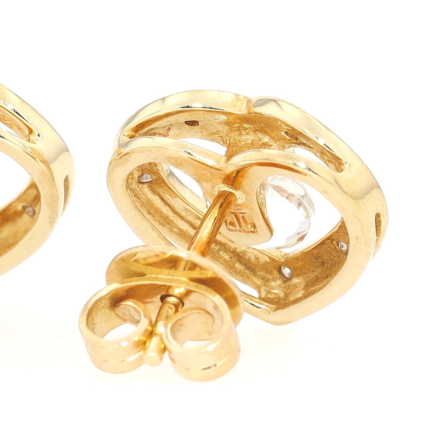 Jette Joop Ohrstecker aus 750er Gelbgold mit je einem Bergkristall und Brillanten, Signatur Jette Joop