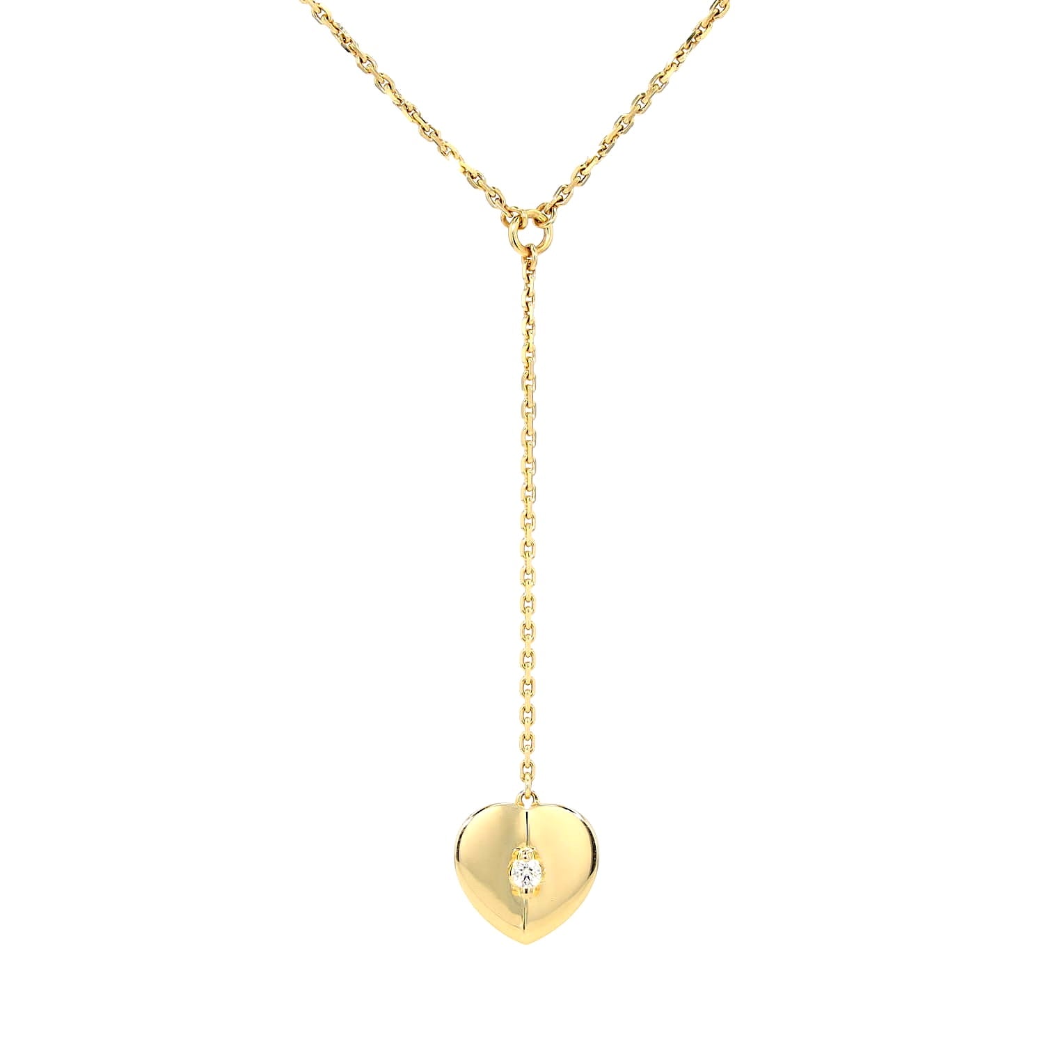 Jette Joop Collier in 750er Gelbgold mit einem Brillanten, hängend frontal