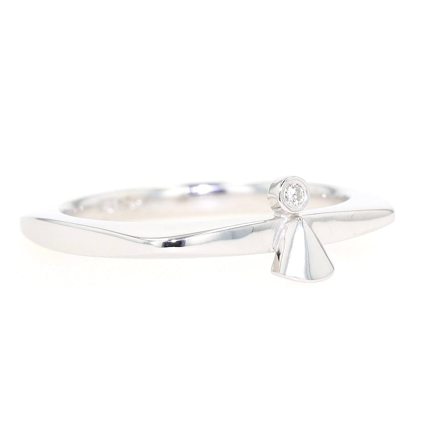 Niessing Ring in 585er Weißgold mit einem Brillanten, liegend rechts gedreht