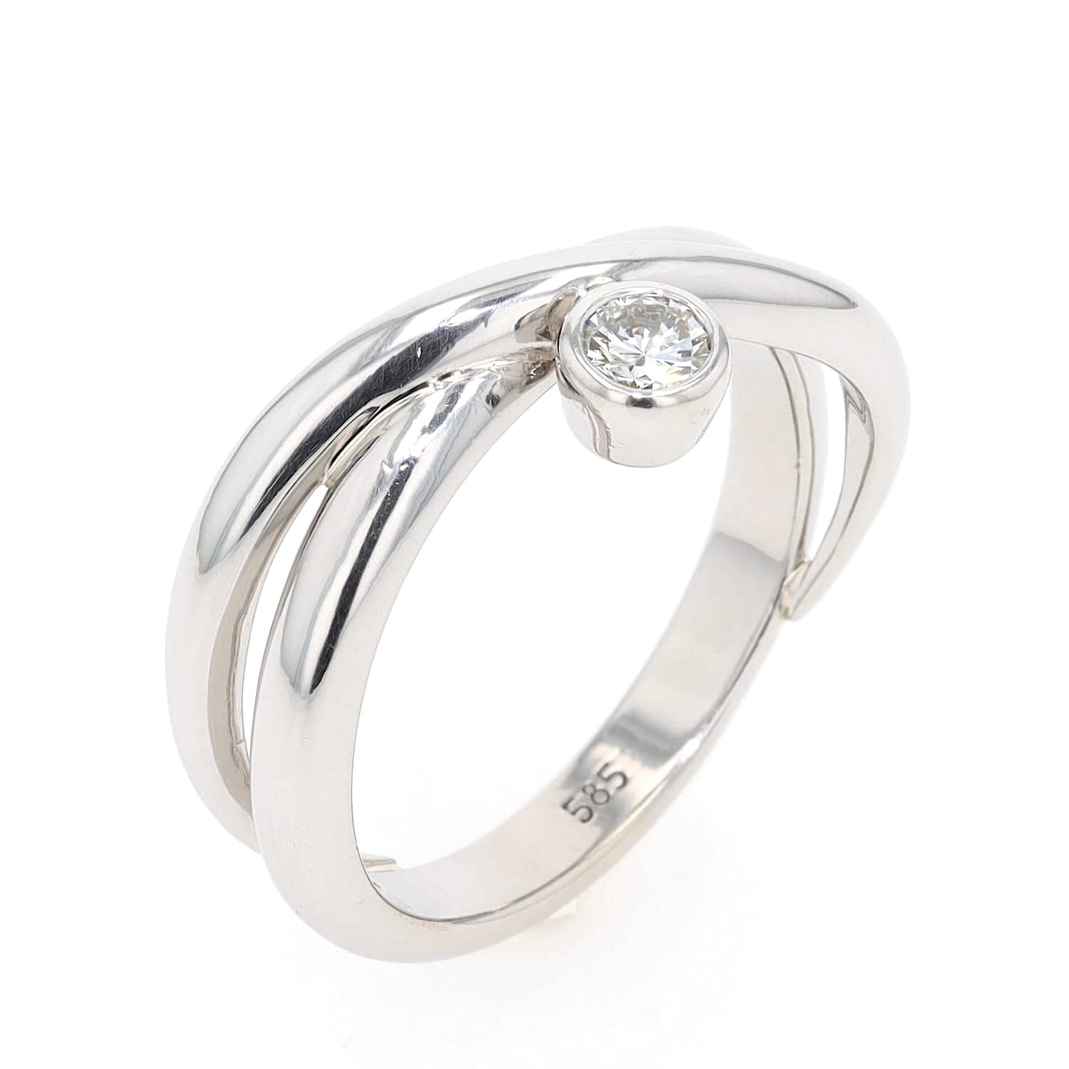 Ring in 585er Weißgold mit einem Brillanten, stehend