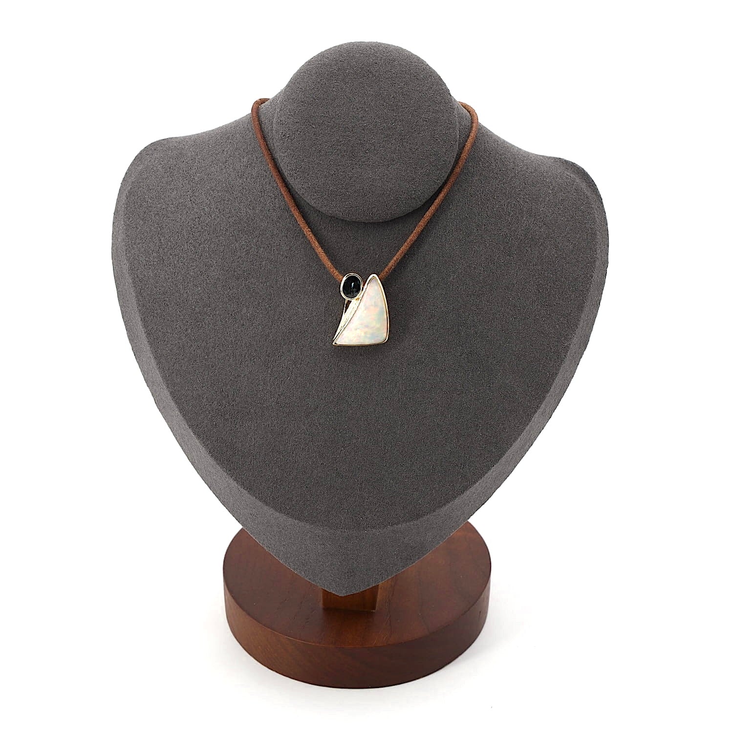 Anhänger in 750er Gelbgold mit einem Opal und einem blauen Saphir, , an der Büste