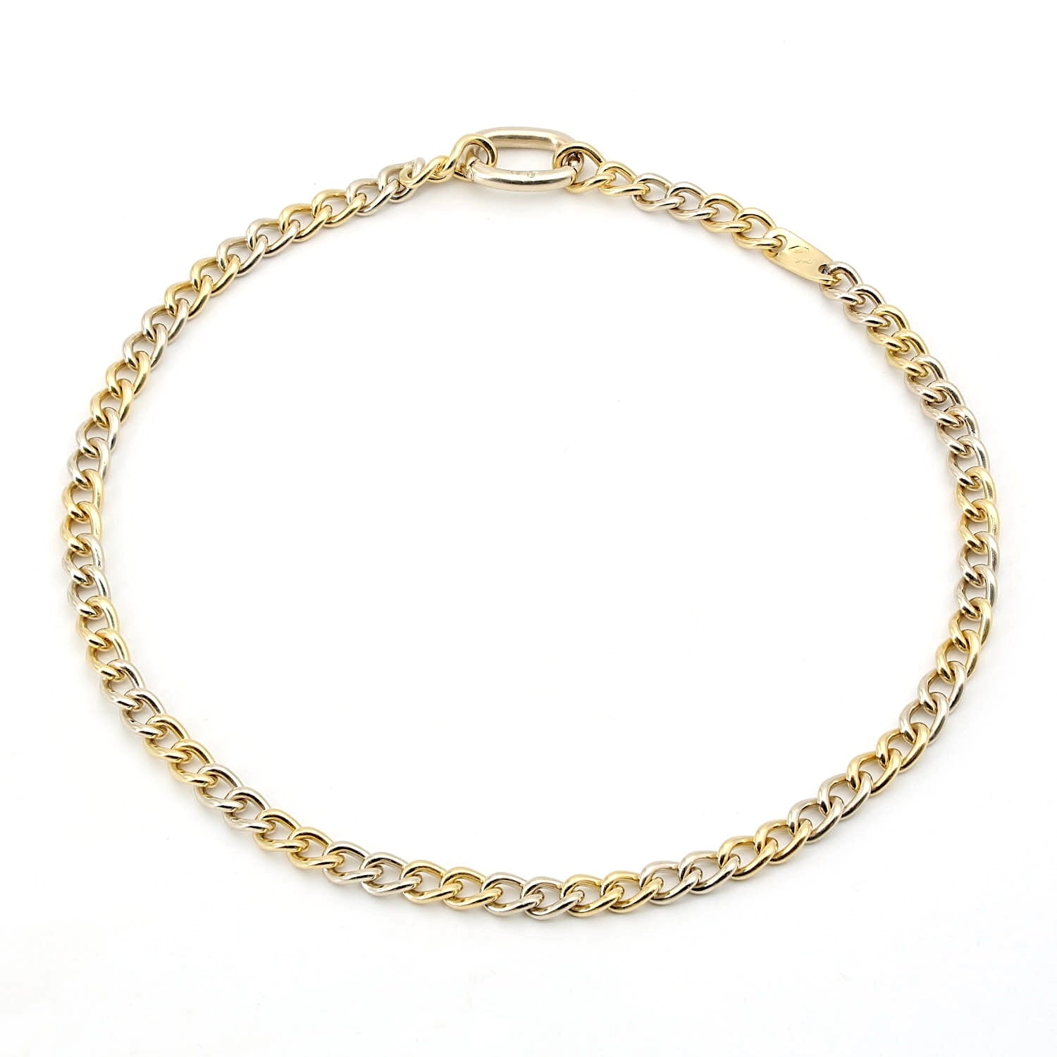Pomellato Vintage-Kette aus 750er Gelb- und Weißgold, liegend Draufsicht