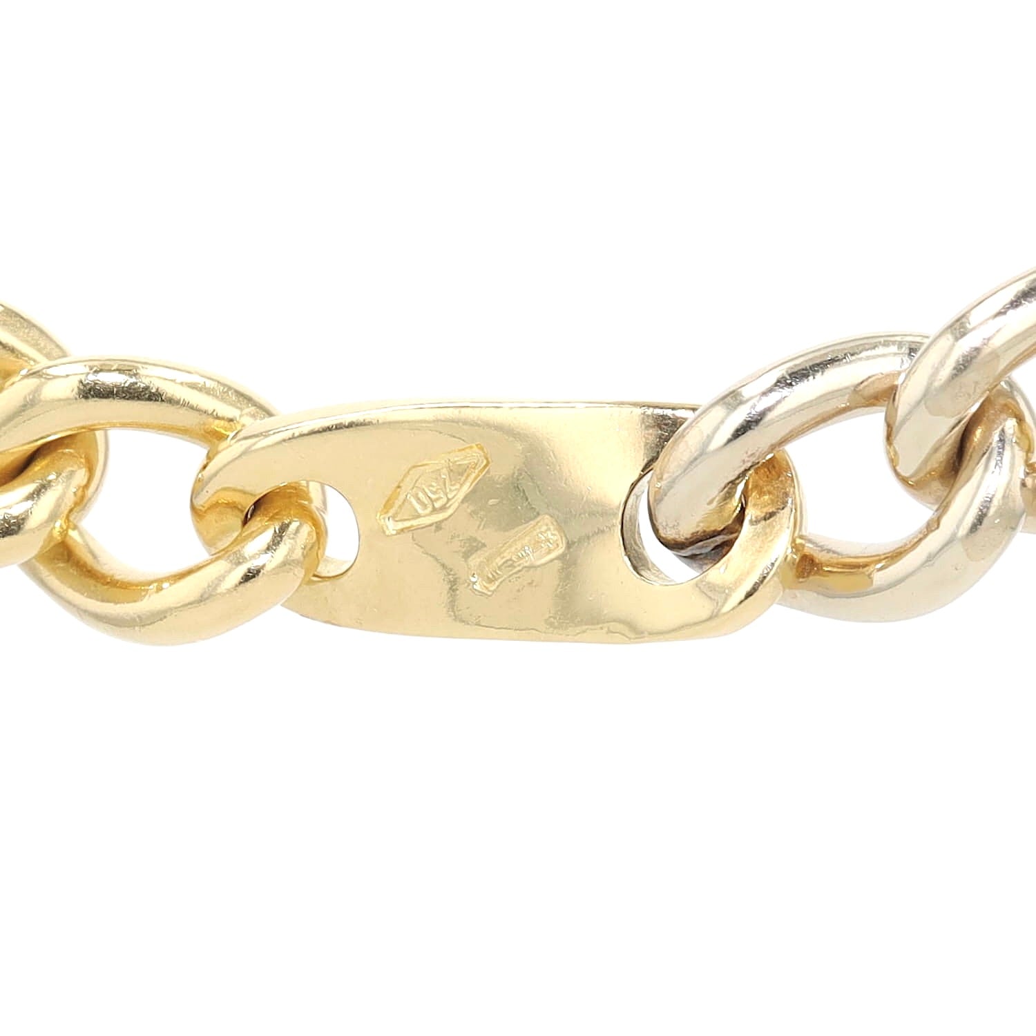Pomellato Vintage-Kette aus 750er Gelb- und Weißgold, Punze Goldplatte Rückseite