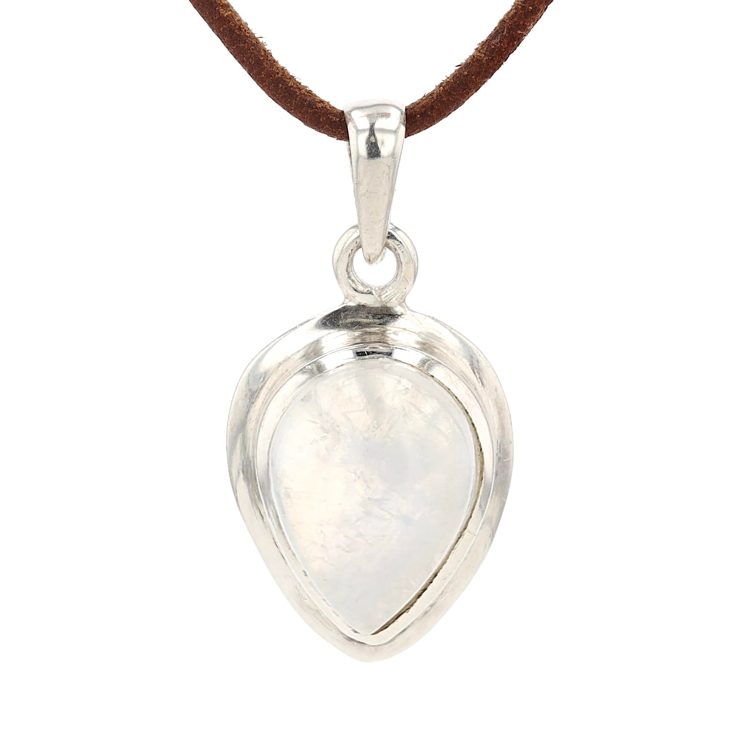 Anhänger in 825er Silber mit einem Mondstein, hängend frontal