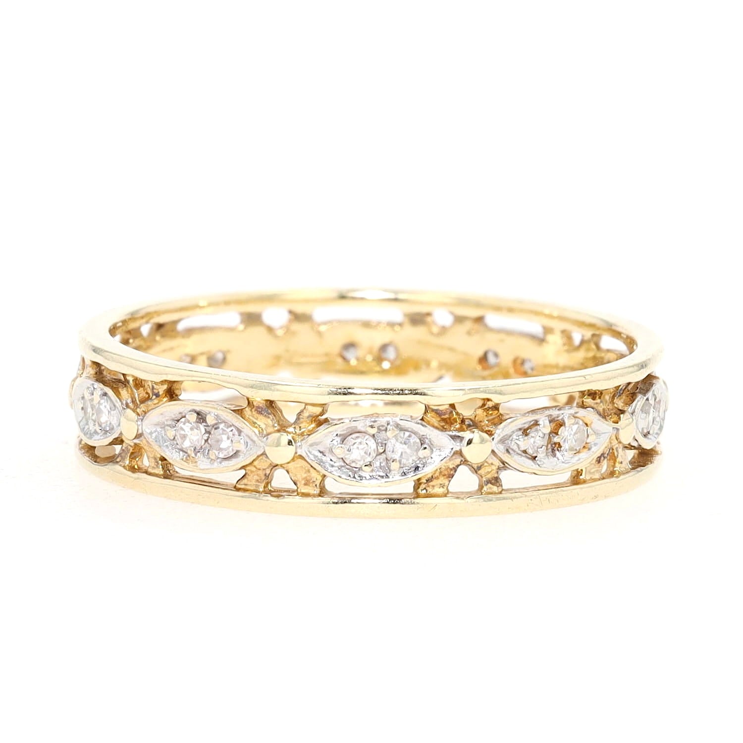 Ring in 585er Bicolor-Gold mit Diamanten, liegend frontal