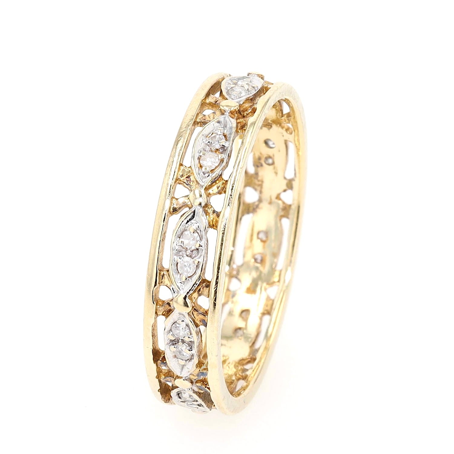 Ring in 585er Bicolor-Gold mit Diamanten, stehend frontal