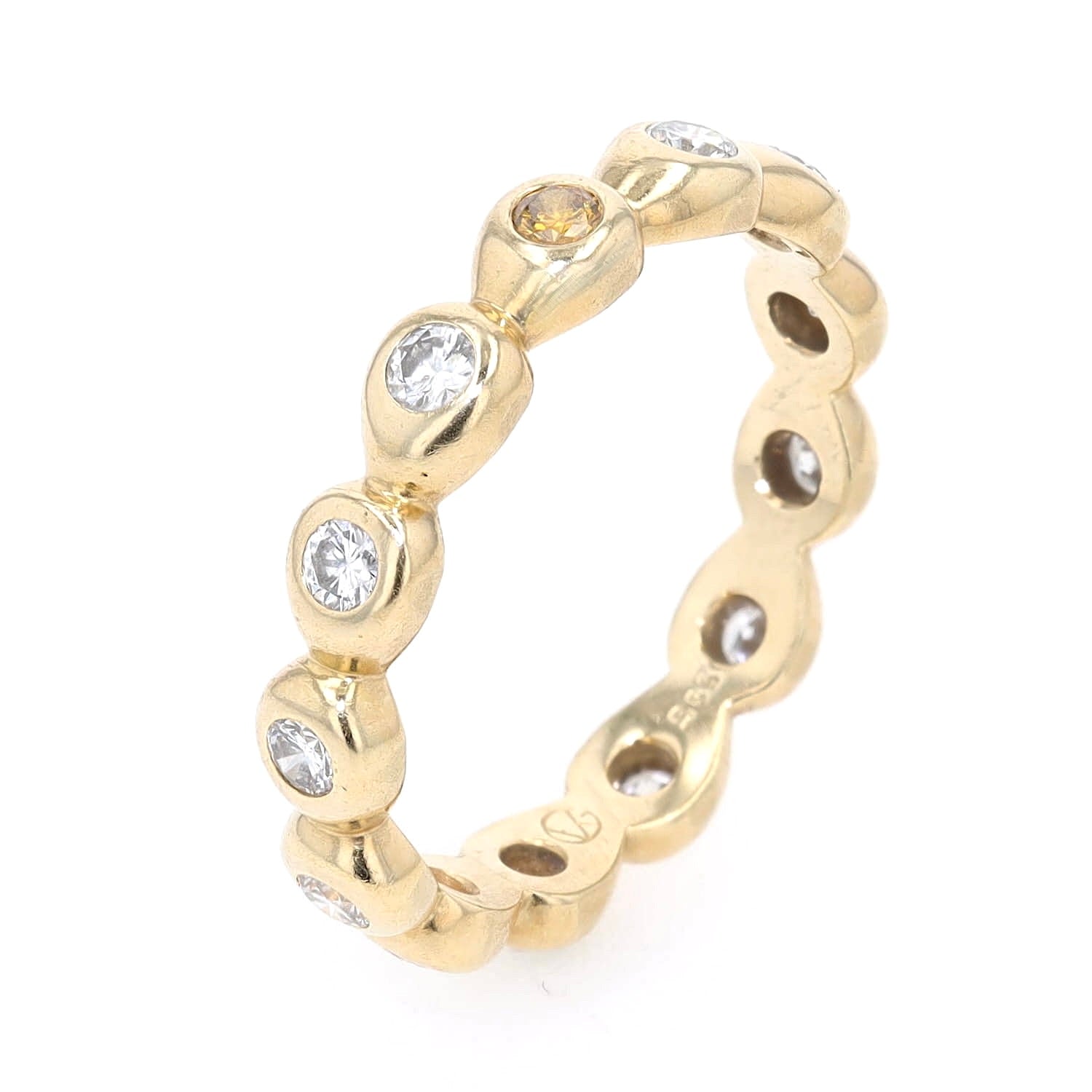 Memoire Ring in 585er Gelbgold mit ca. 0,58 ct Brillanten, stehend