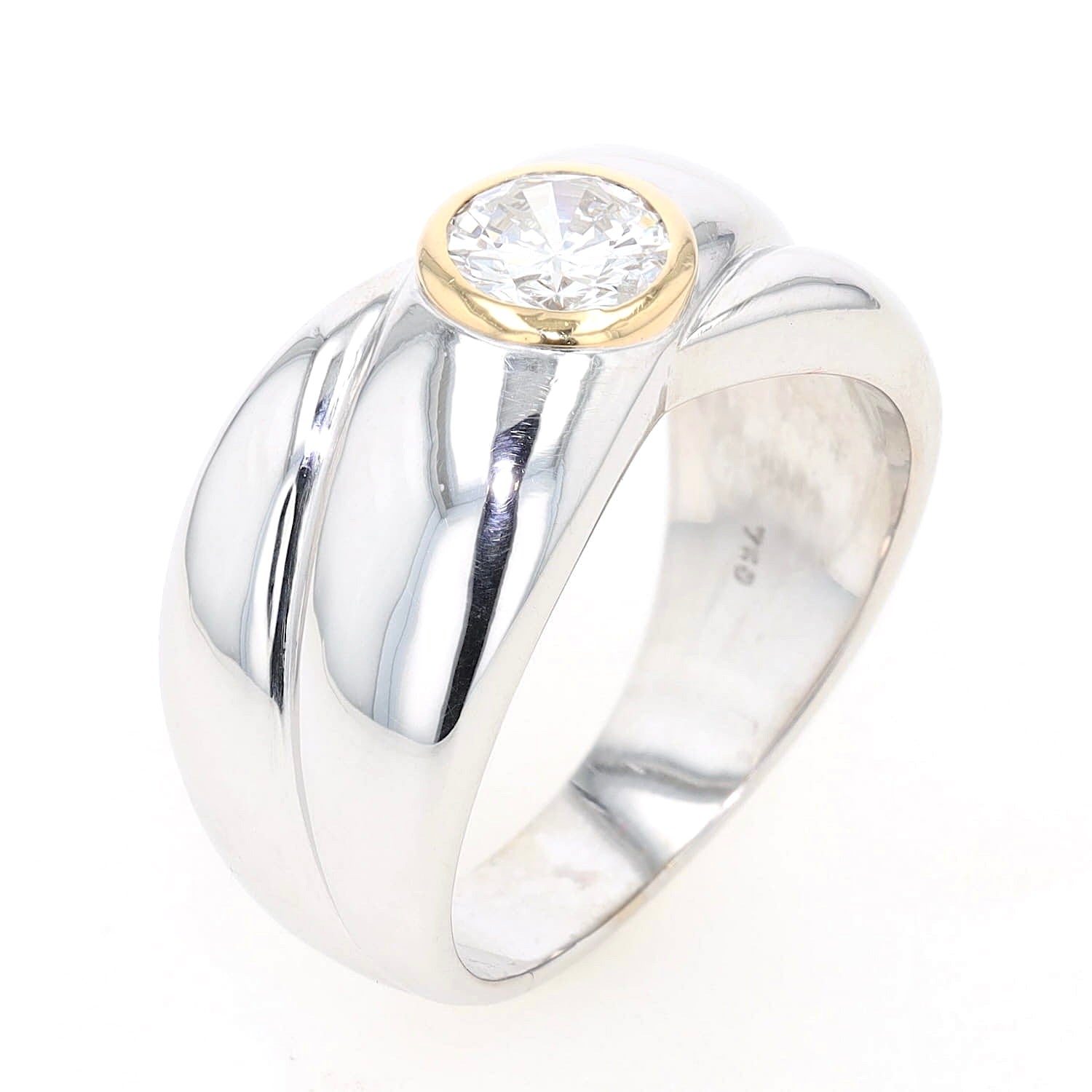 Crossover-Ring in 750er Weißgold mit einem Brillanten ca. 0,70 ct, stehend