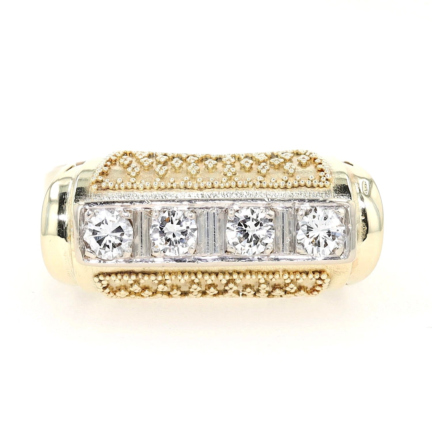 Ring in 585er Bicolor Gold mit Brillanten, liegend frontal
