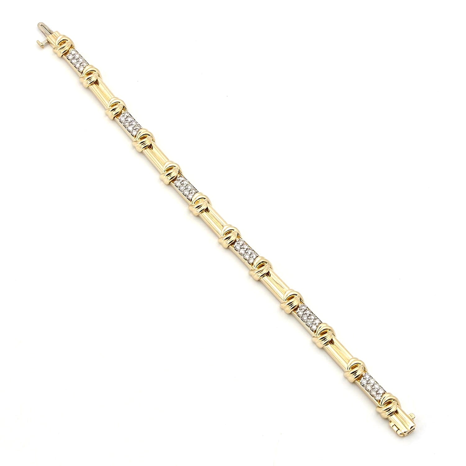 Bracelet in 585 yellow gold with a total of approx. 1.0 ct Brilliants, lying long