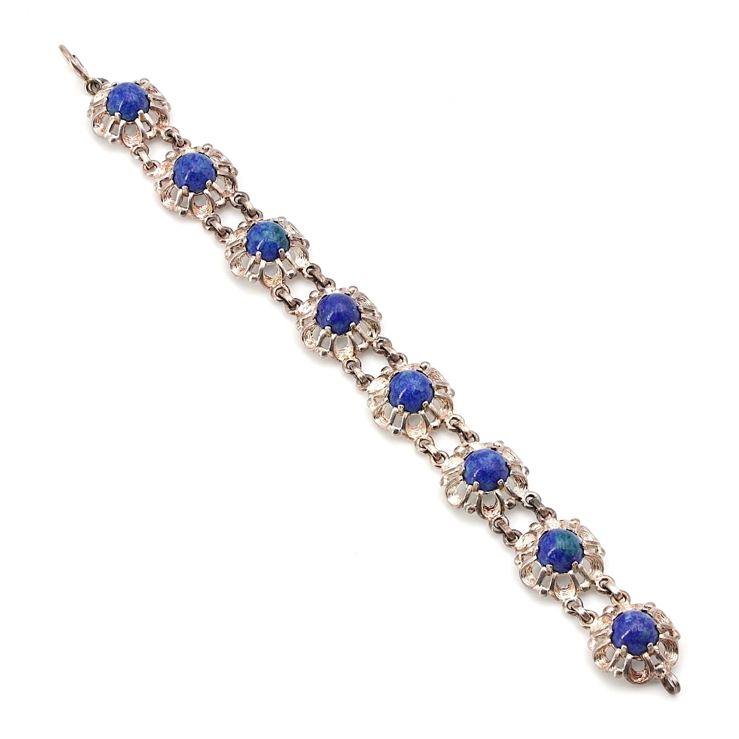 Vintage Armband in 835er Silber mit Lapis lazuli, liegend lang