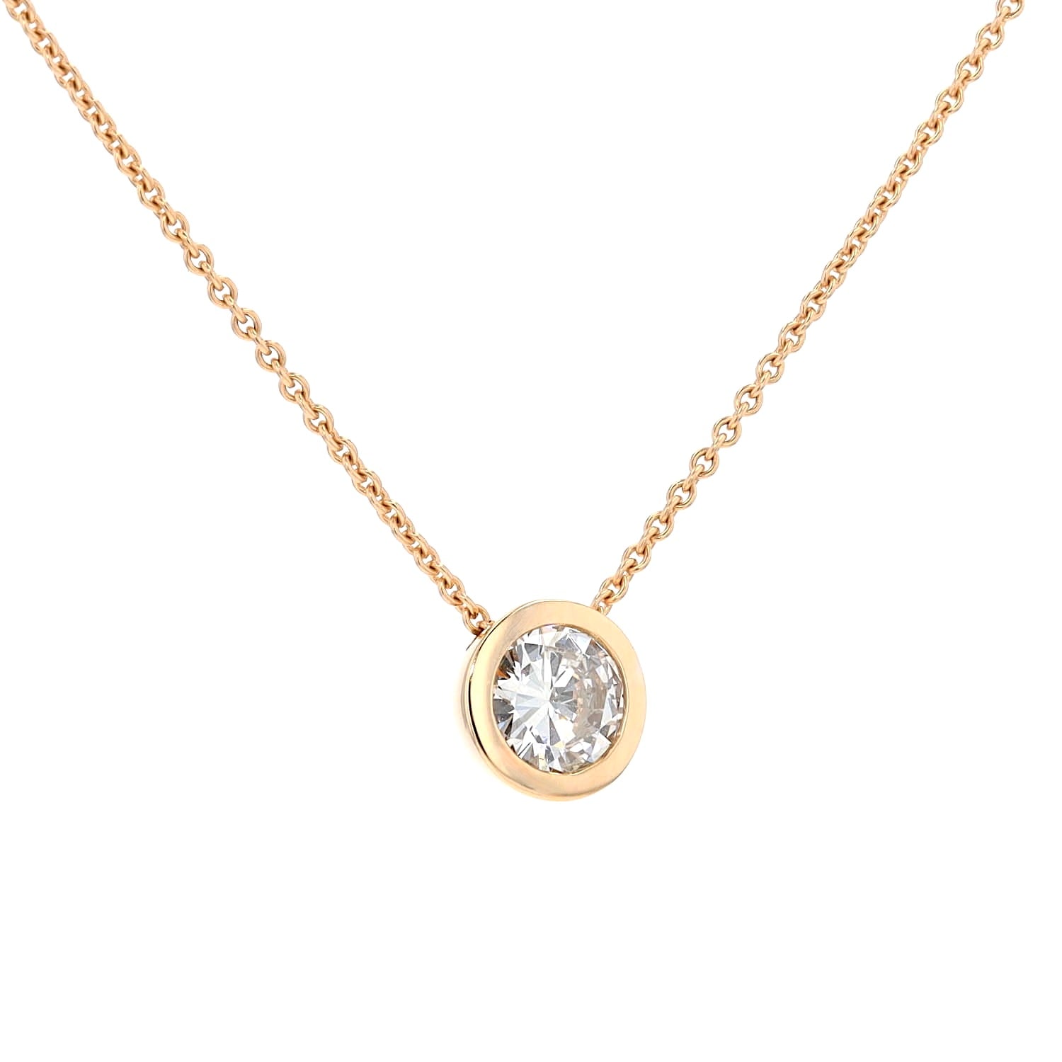Juwelier Willer Kette mit einem Anhänger in 750er Roségold mit einem Brillanten ca. 0,77 ct , hängend rechts gedreht
