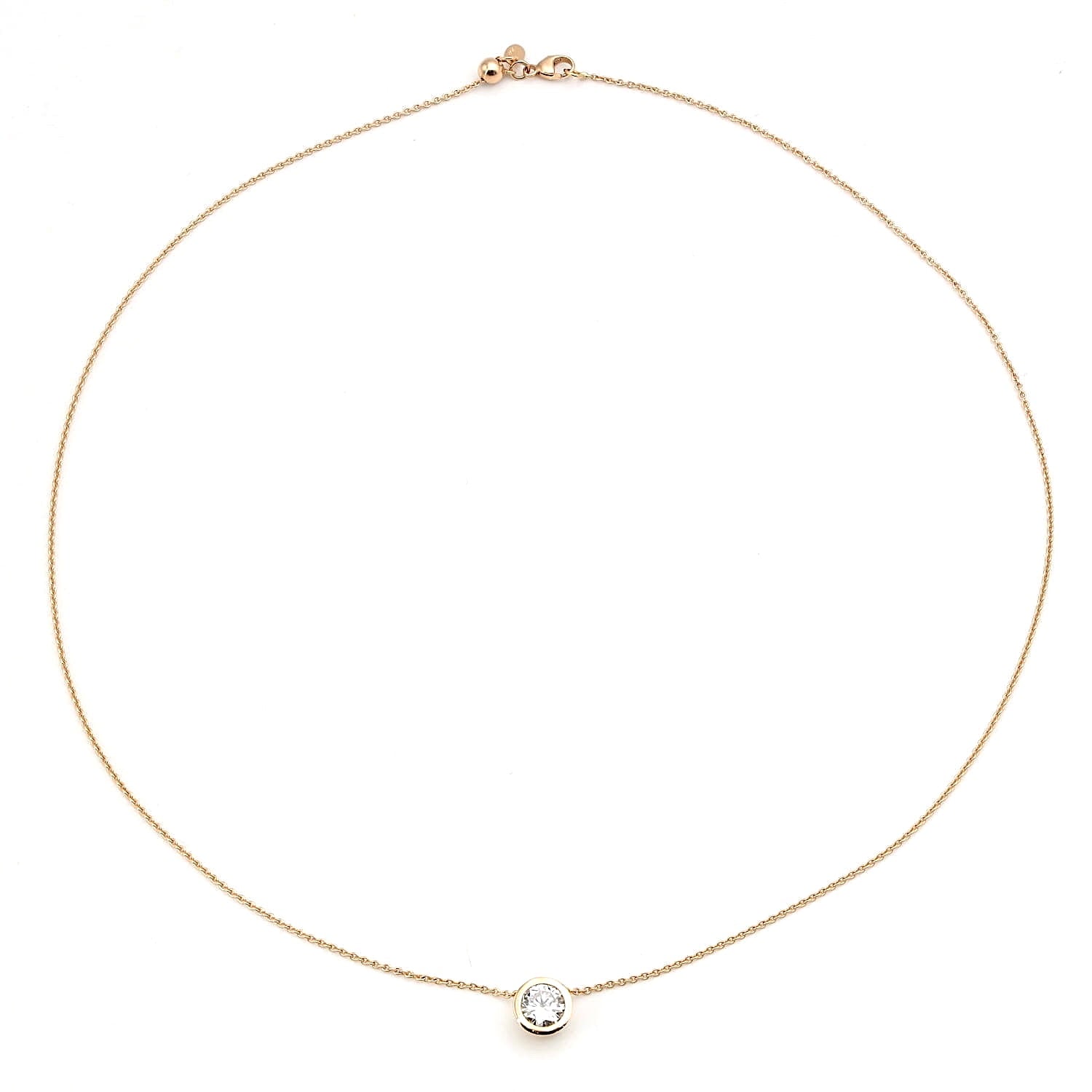 Juwelier Willer Kette mit einem Anhänger in 750er Roségold mit einem Brillanten ca. 0,77 ct , liegend geschlossen