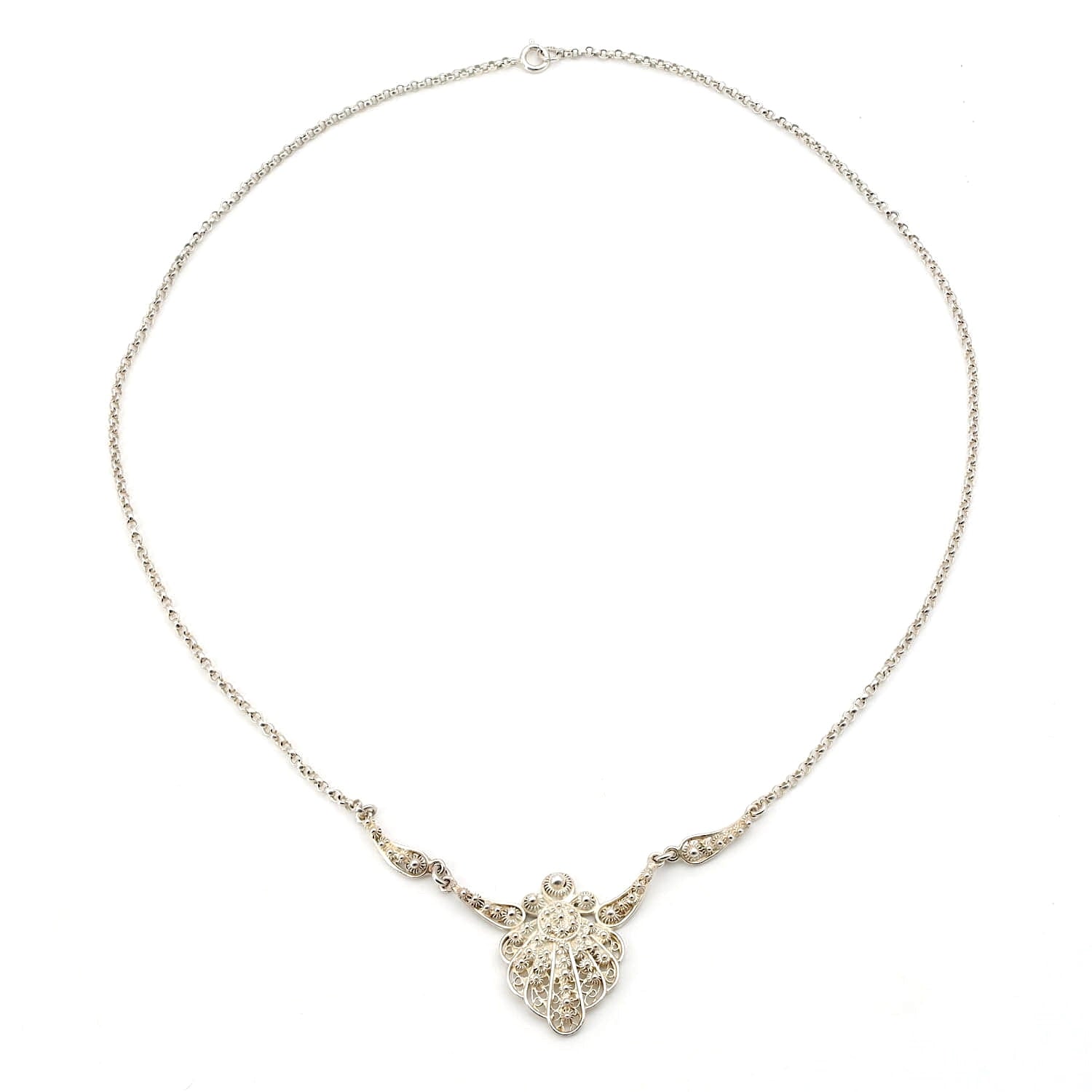 Long necklace chain in 835 silver, lying closed top view