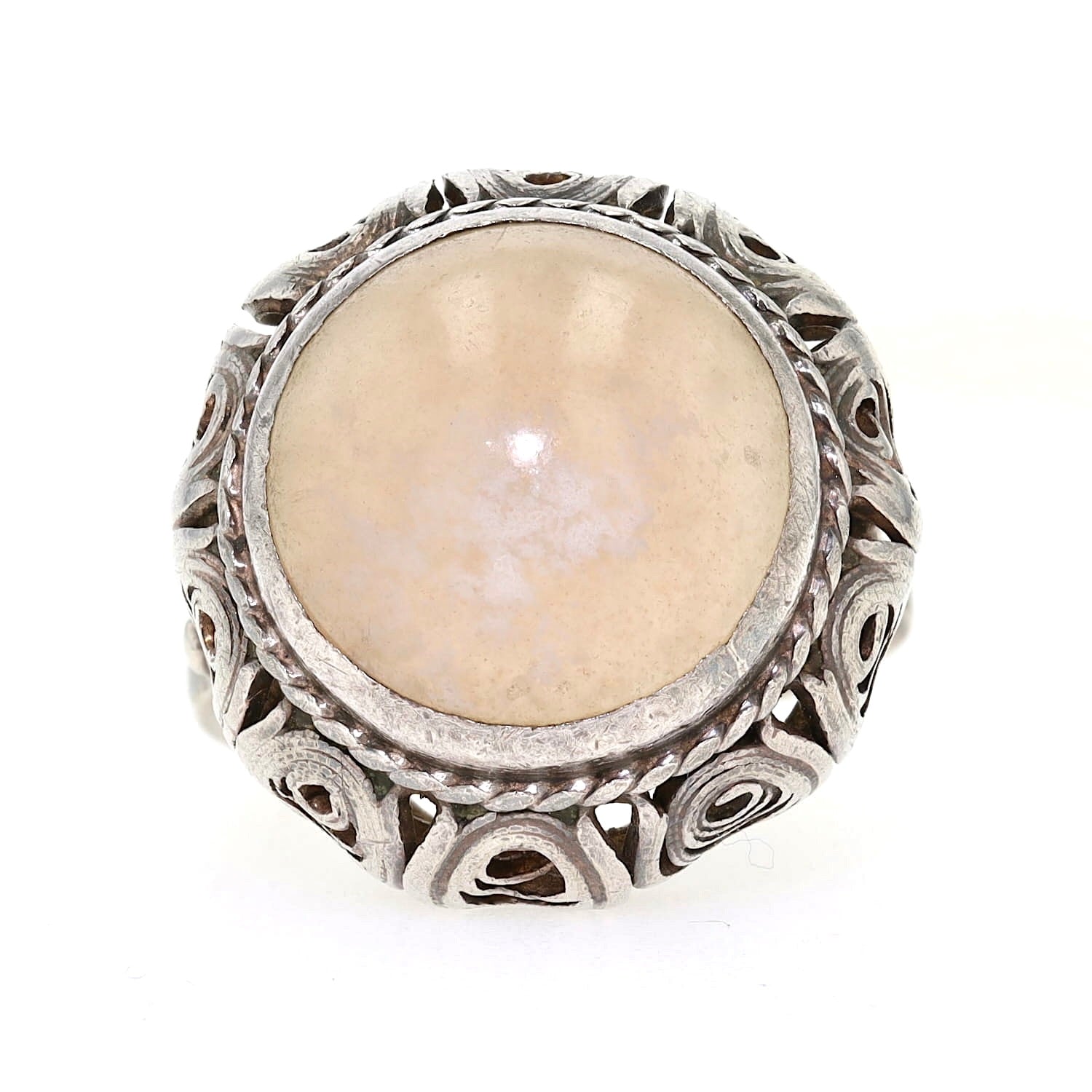 Antiker Ring Österreich/Ungarn um 1900 aus 800er Silber mit einem Rauchquarz, liegend frontal