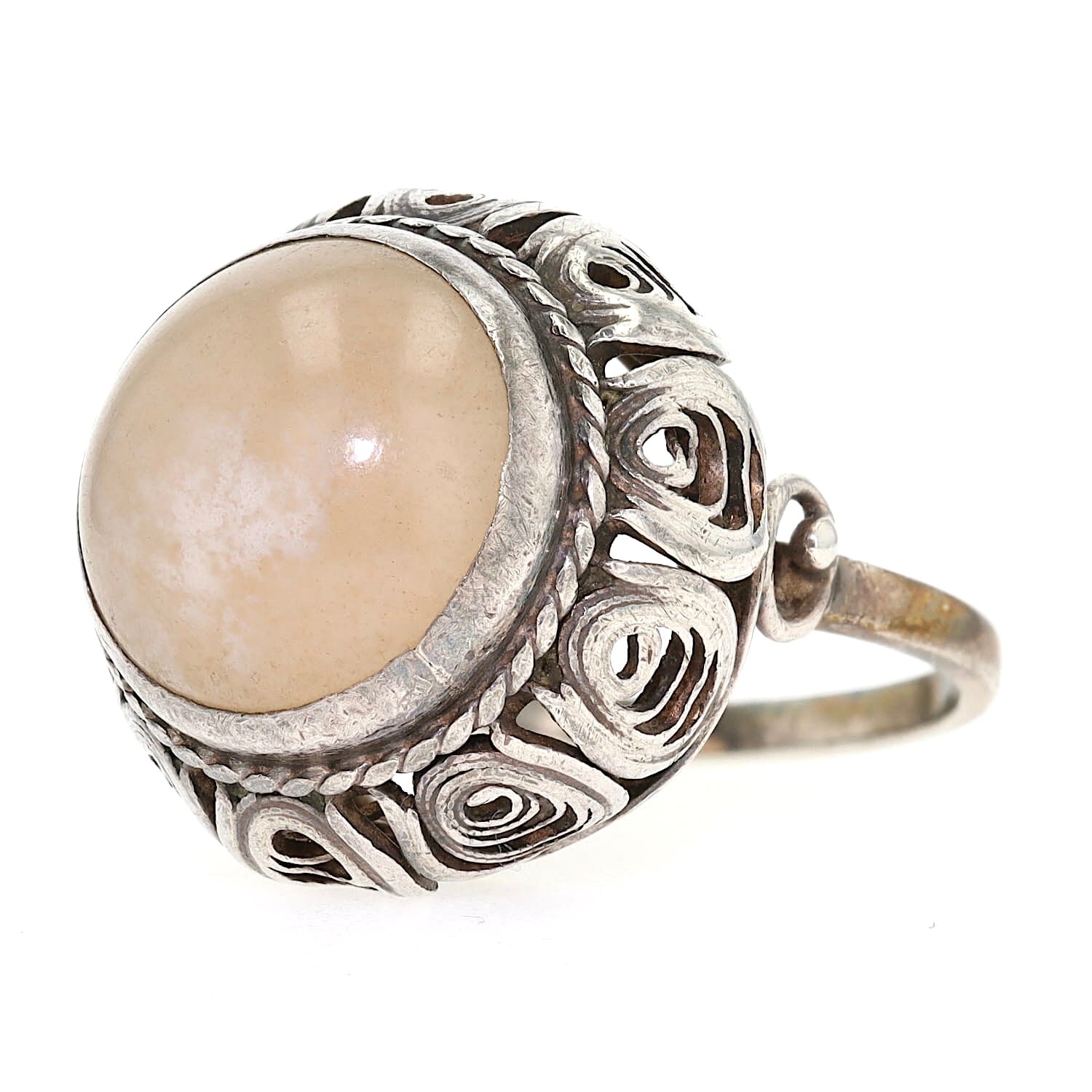 Antiker Ring Österreich/Ungarn um 1900 aus 800er Silber mit einem Rauchquarz, liegend links gedreht